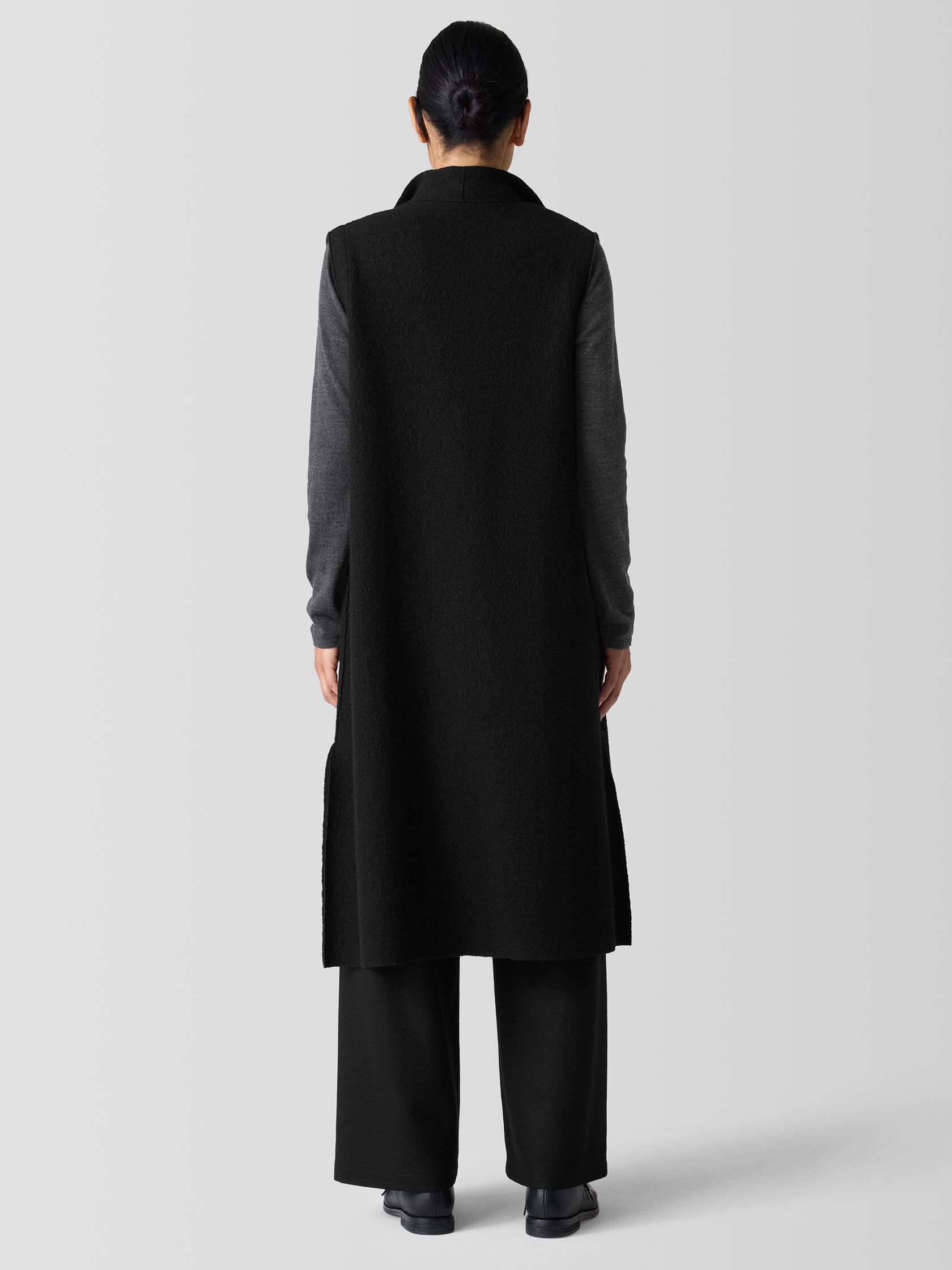 Lightweight Boiled Wool Shawl Collar Vest in Regenerative Wool