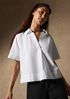 Organic Cotton Poplin Split Neck Top