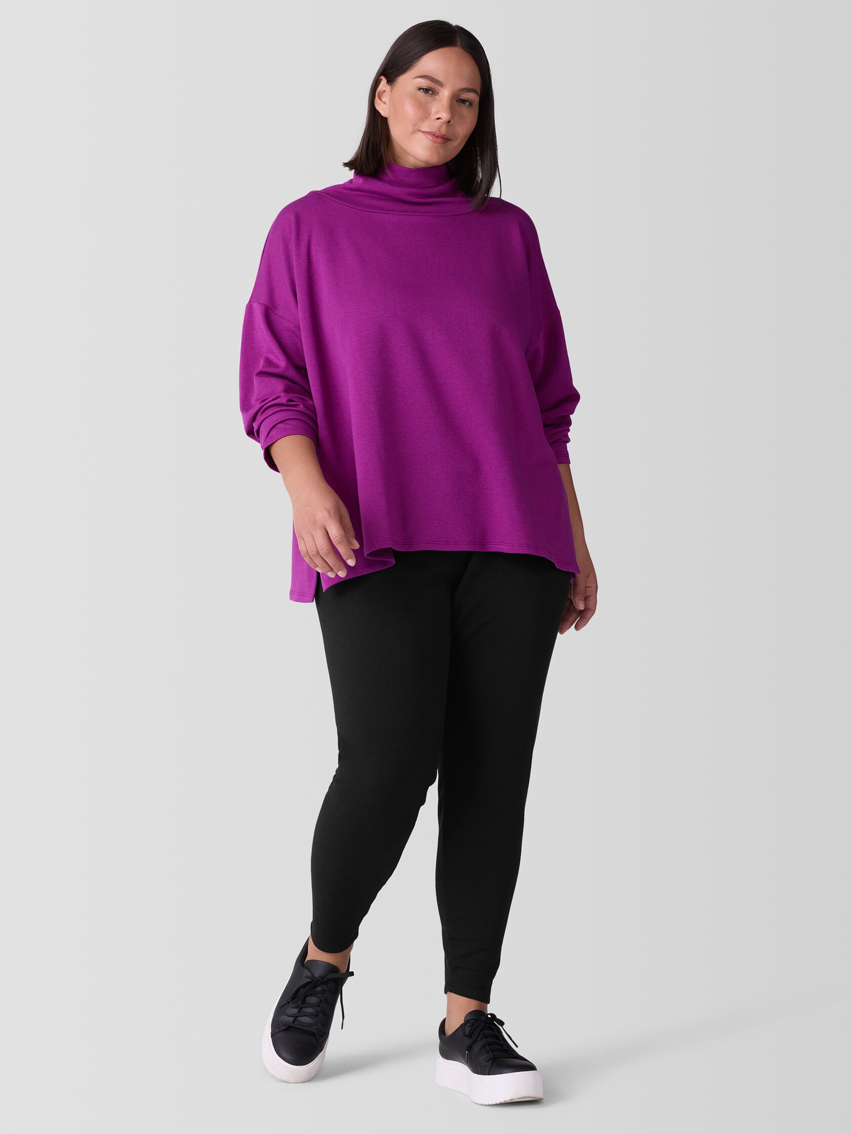 Cozy Brushed Terry Hug Funnel Neck Top