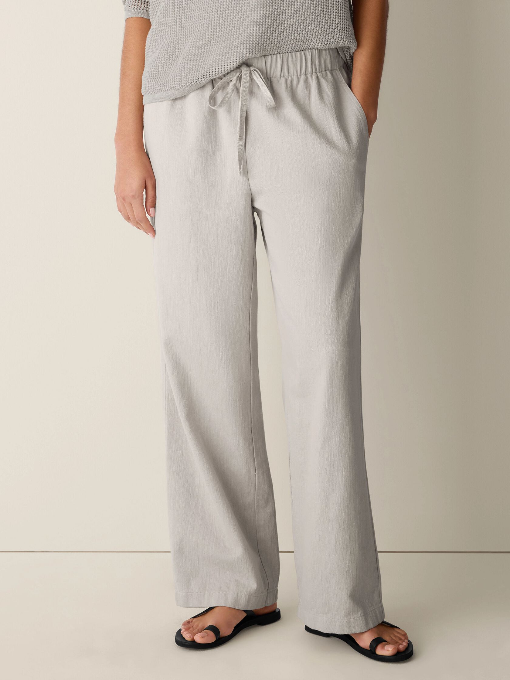 Slubby Organic Cotton Linen Full-Length Straight Pant