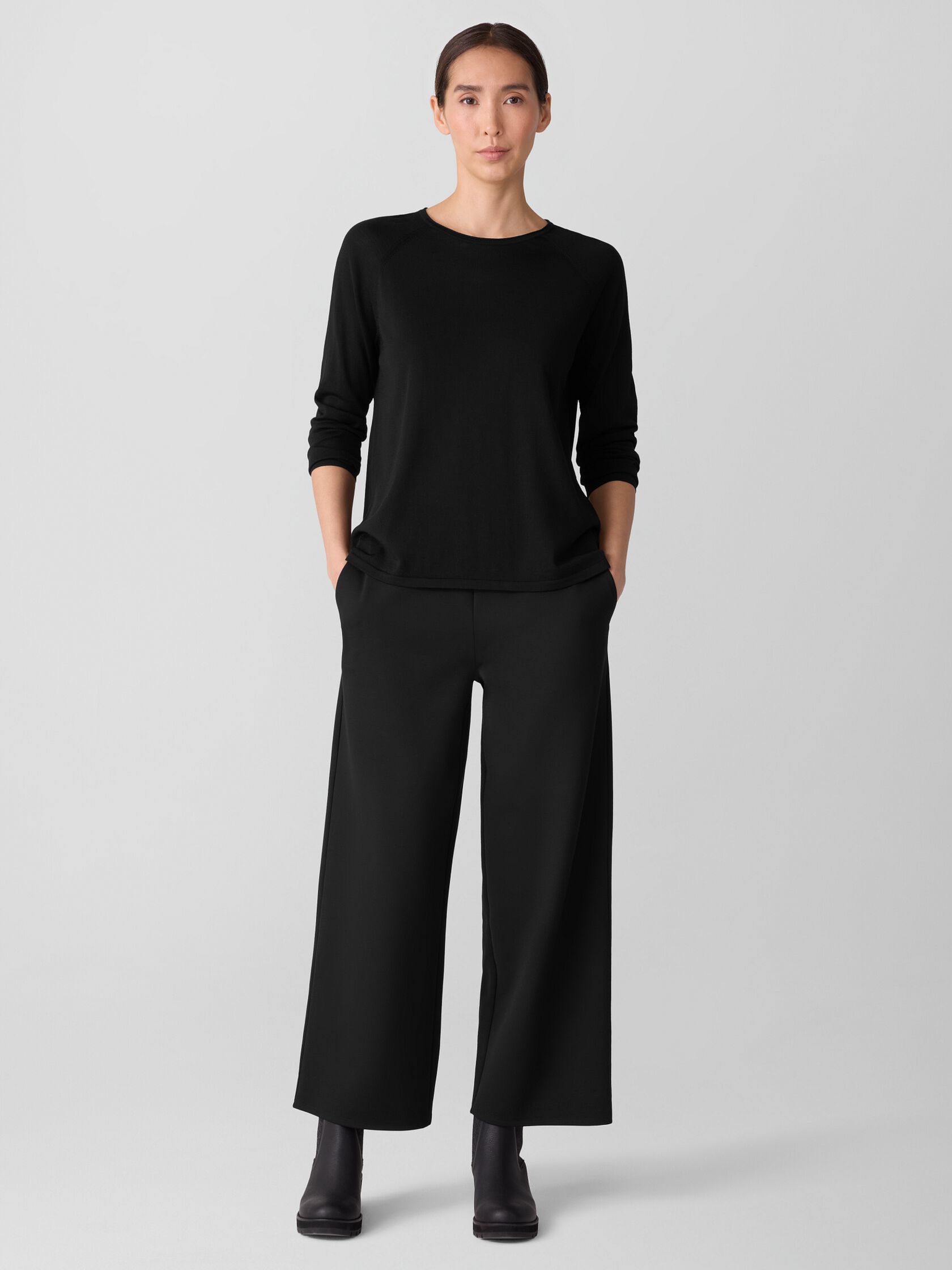 Superfine Merino Crew Neck Top in Regenerative Wool
