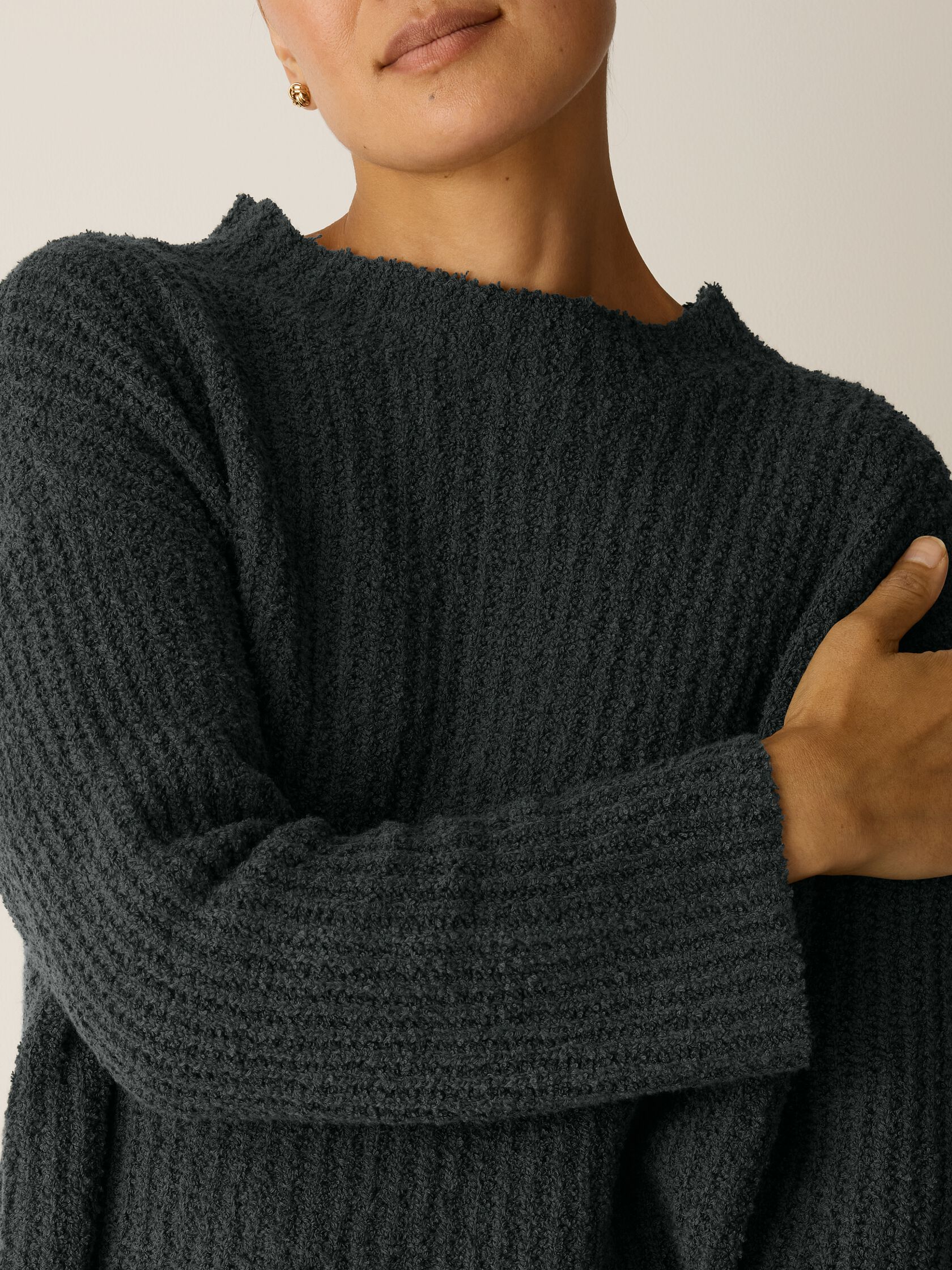 Organic Cotton Fluff Funnel Neck Top