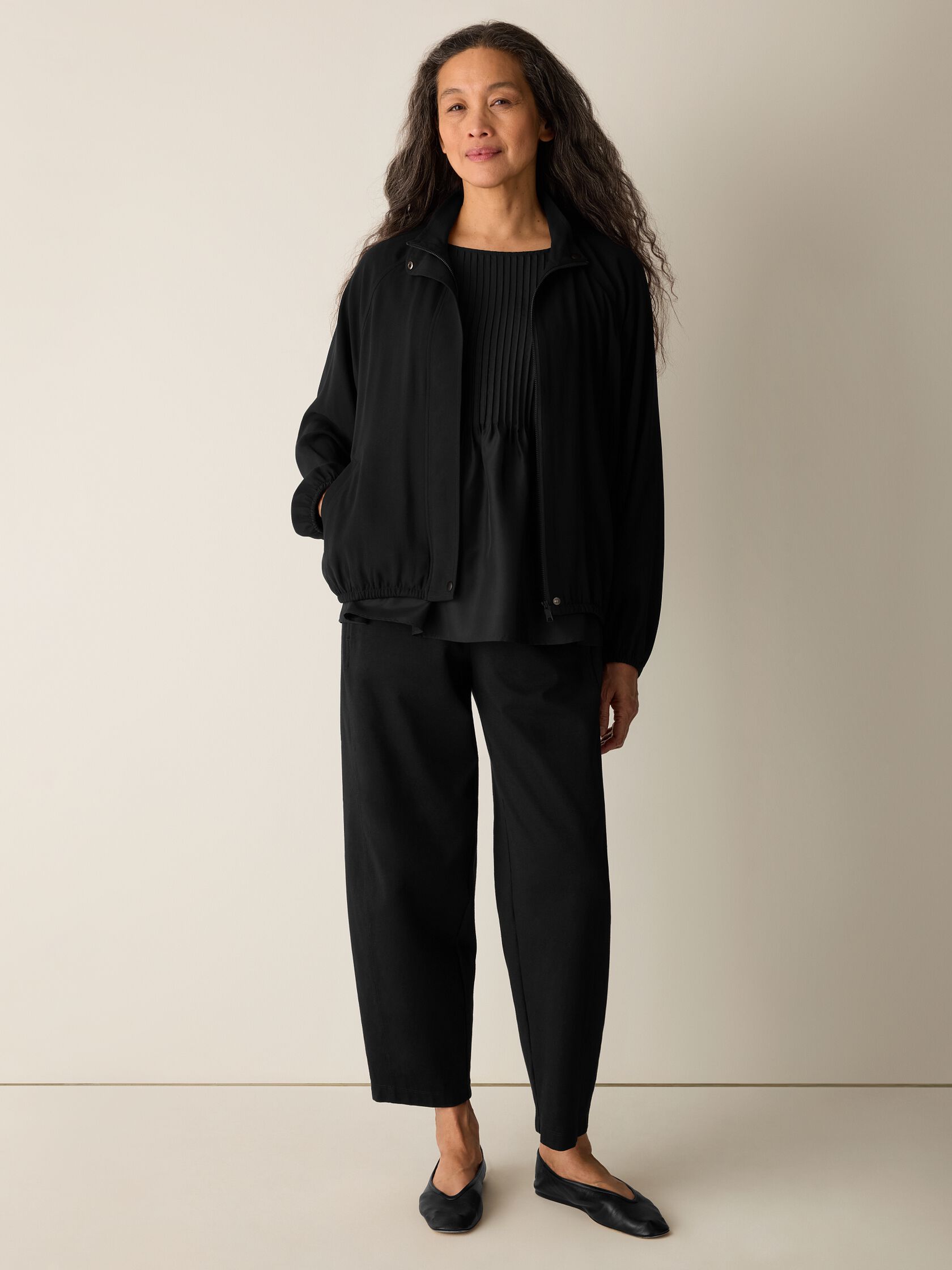 Silk Georgette Crepe Flight Jacket