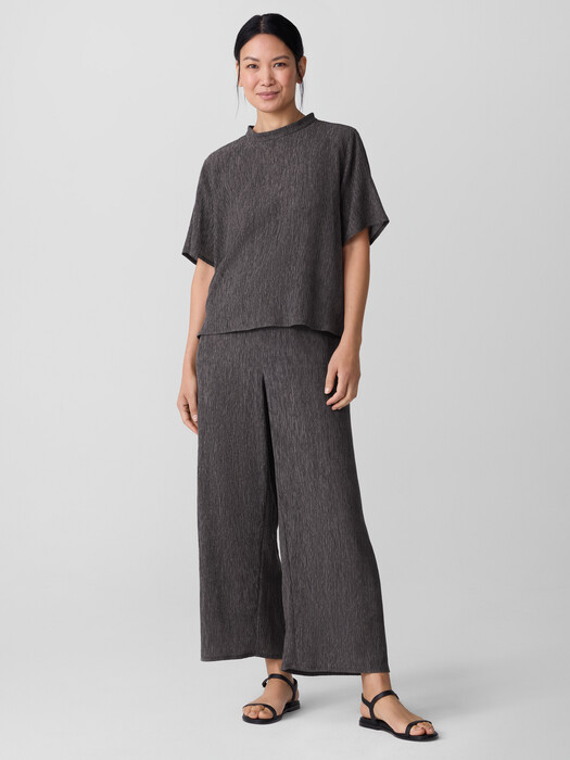Woven Plissé Wide-Leg Pant