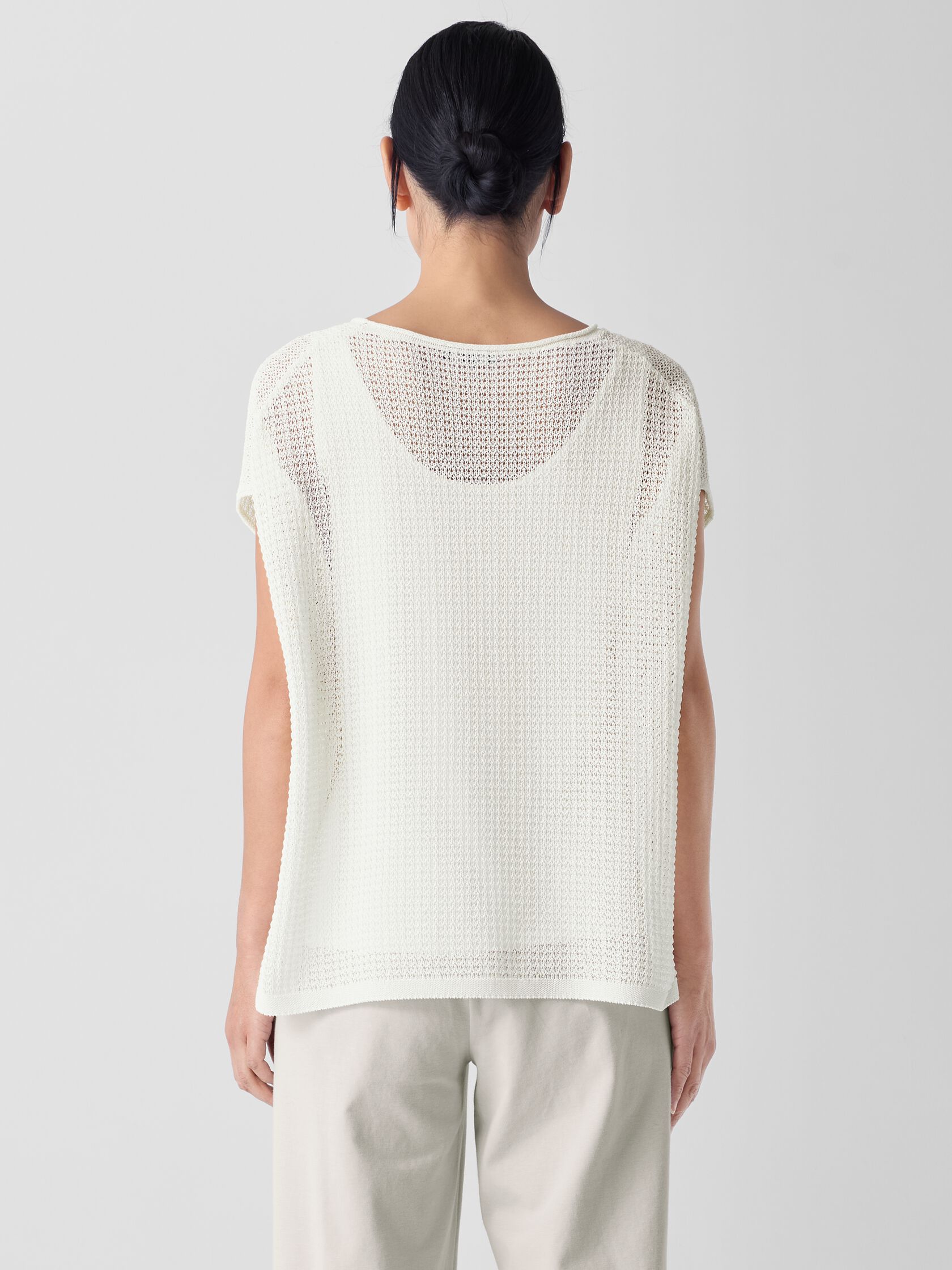Organic Cotton Cord Sheen Jewel Neck Top