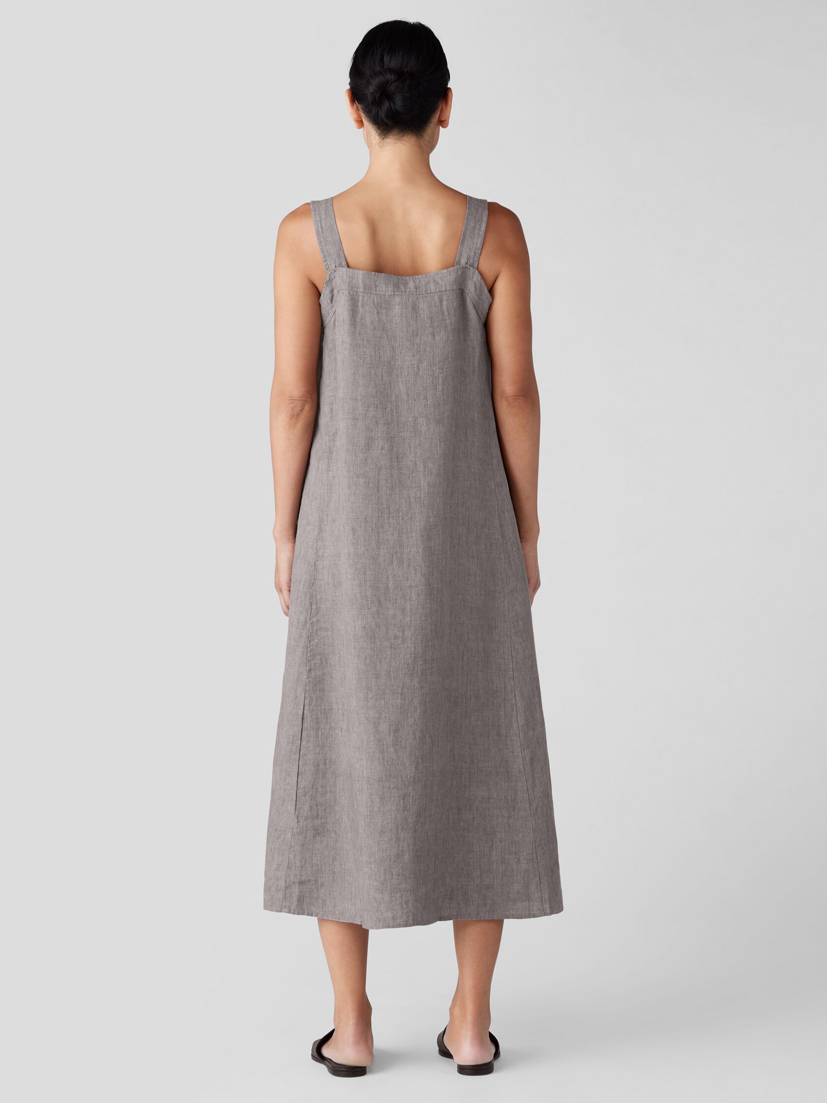 Washed Organic Linen Délavé Square Neck Dress