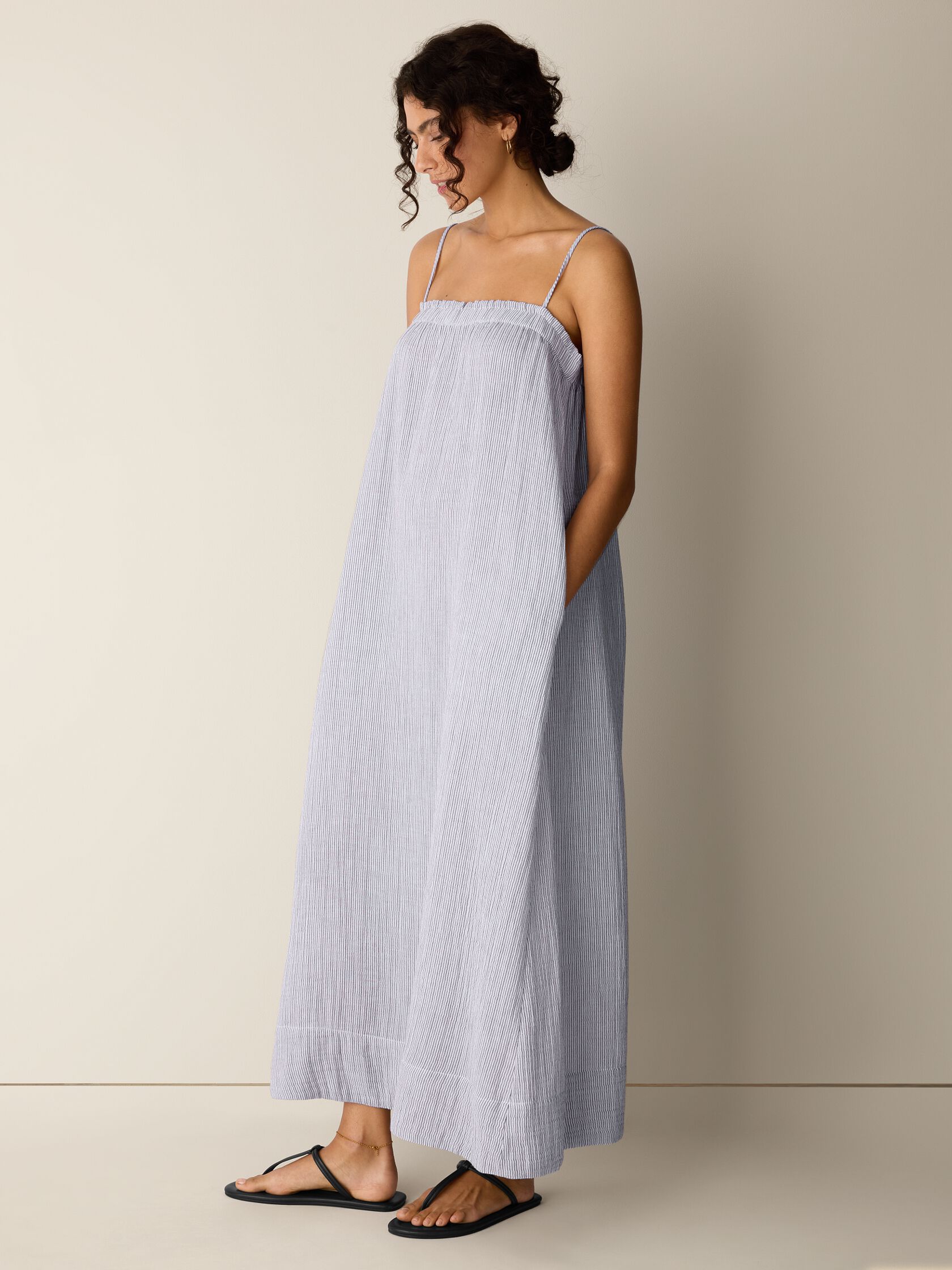 Striped Organic Cotton Gauze Cami Dress