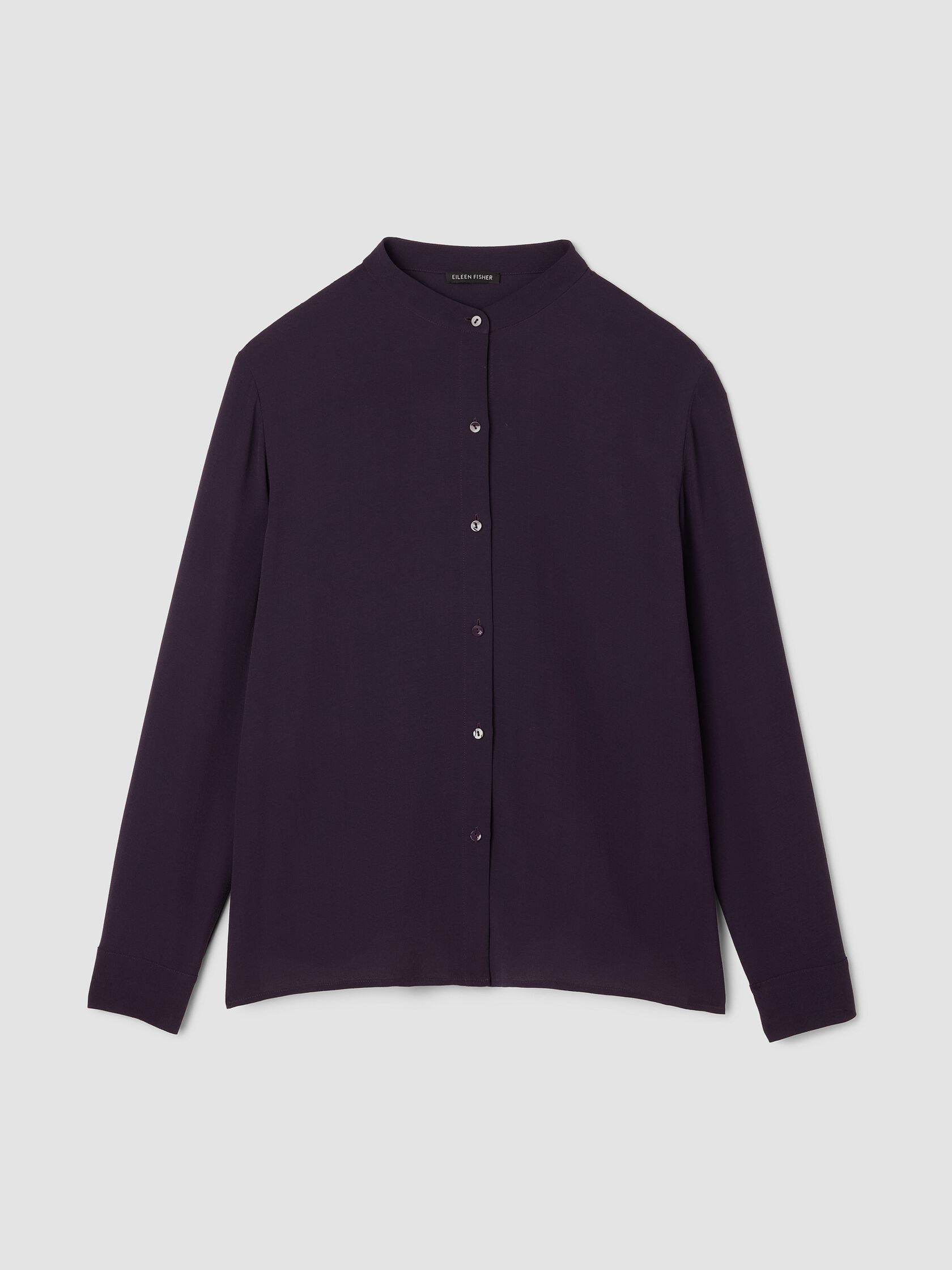 Silk Georgette Crepe Band Collar Top