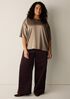 Stretch Silk Charmeuse Round Neck Top
