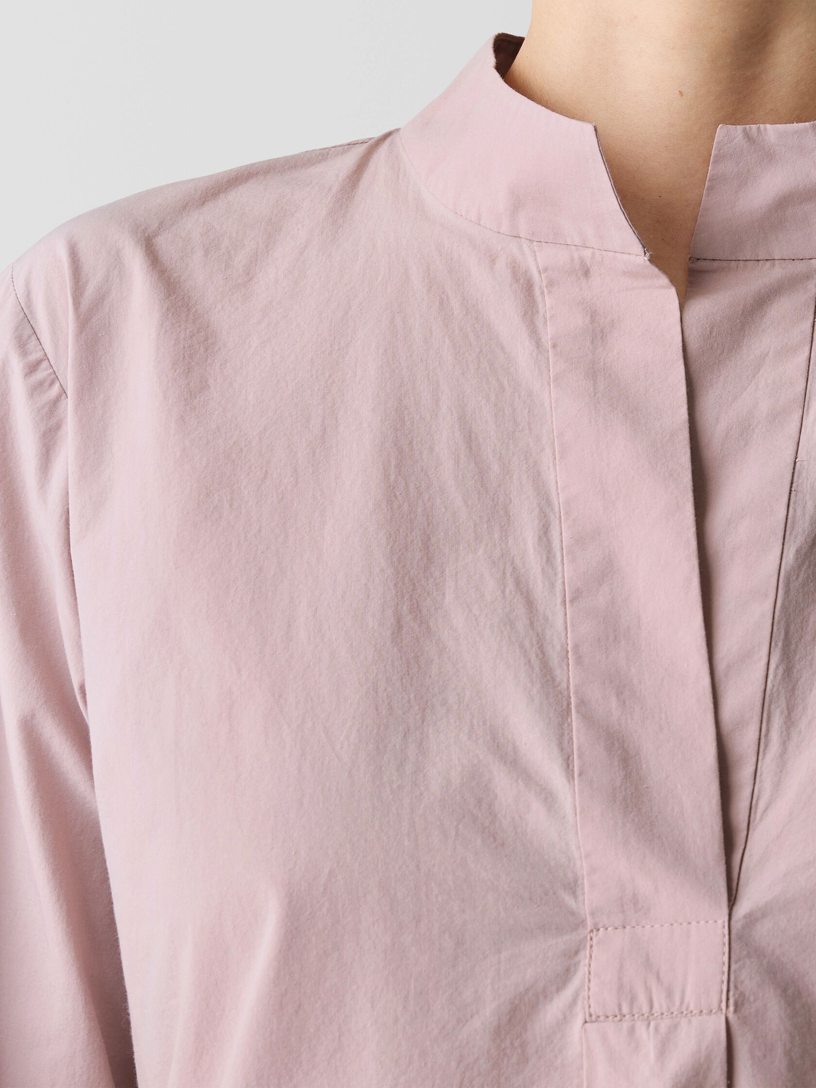 Washed Organic Cotton Poplin Stand Collar Top