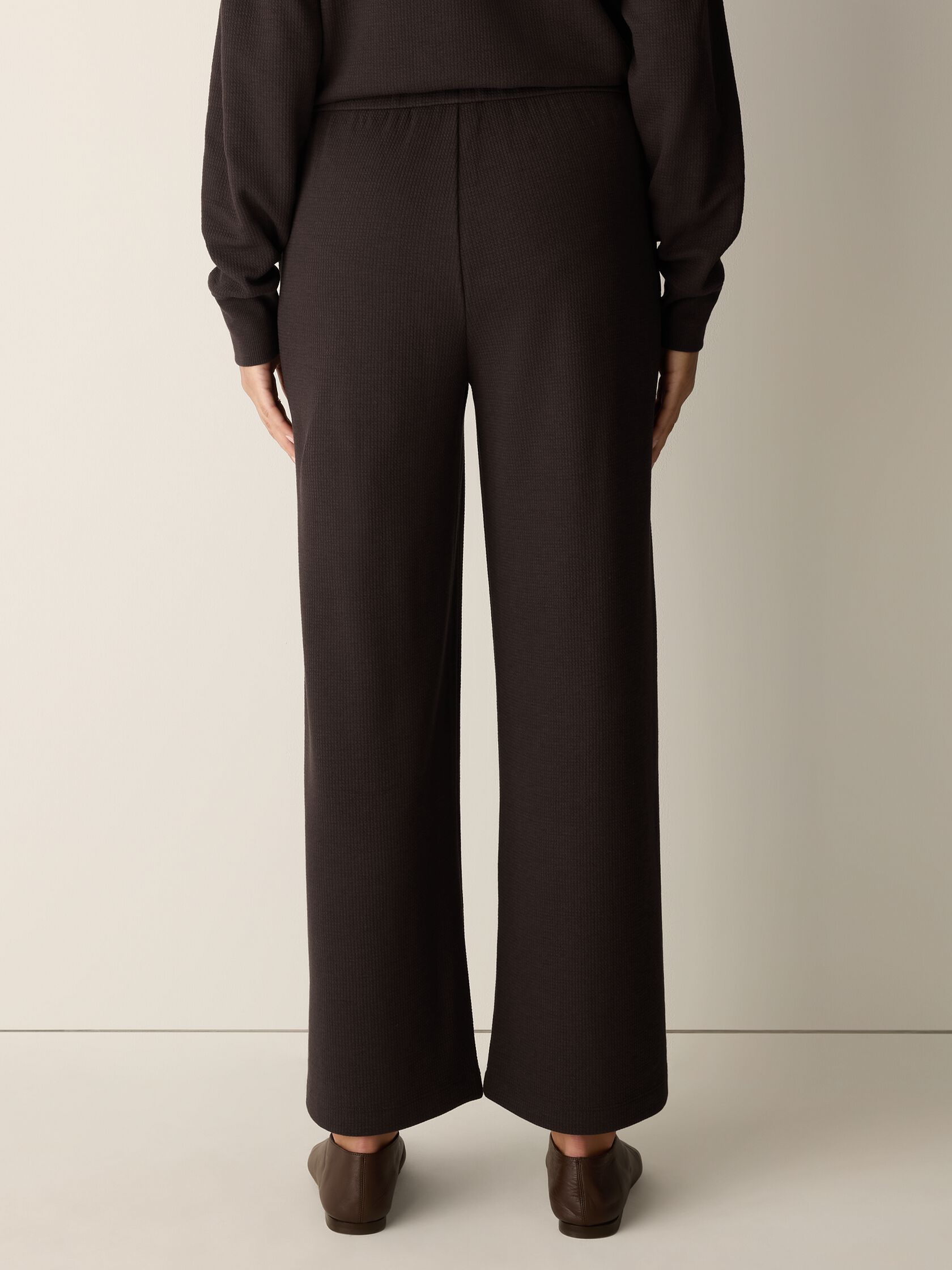 Waffle Cotton Blend Doubleknit Wide-Leg Pant