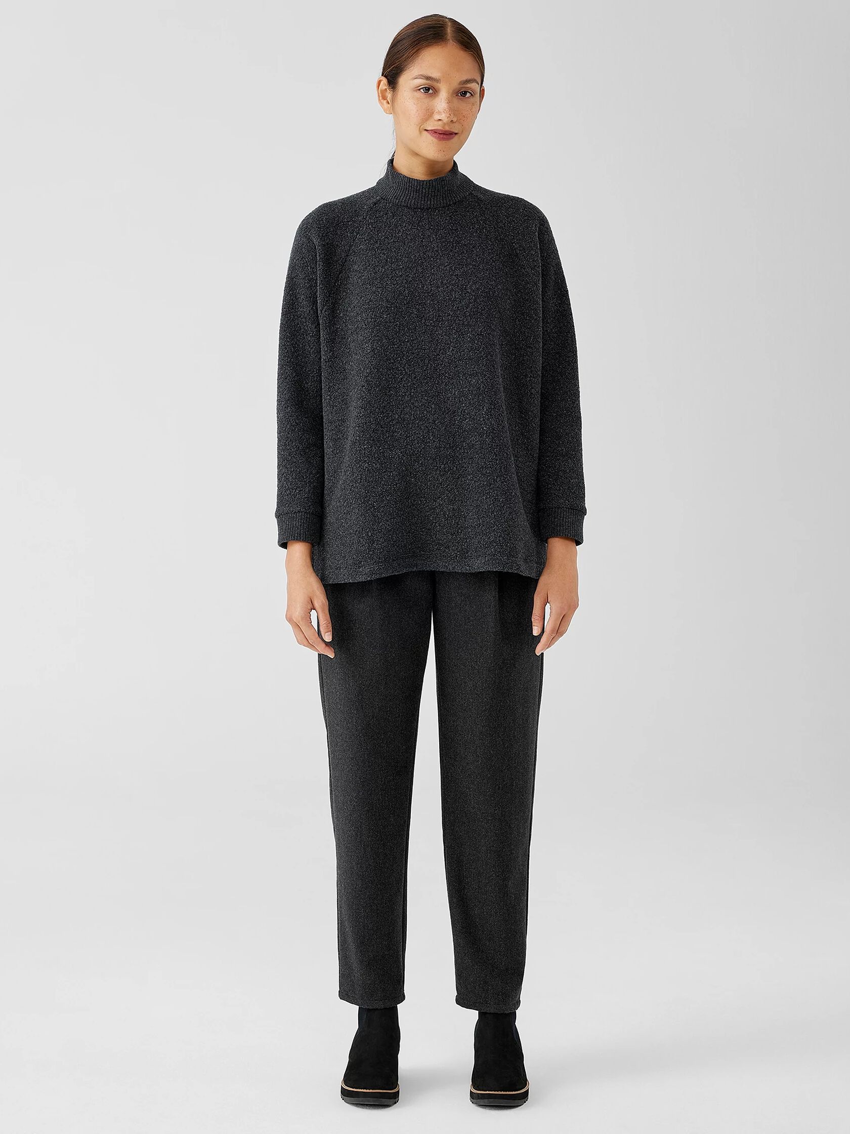 Boucle Wool Knit Turtleneck Top