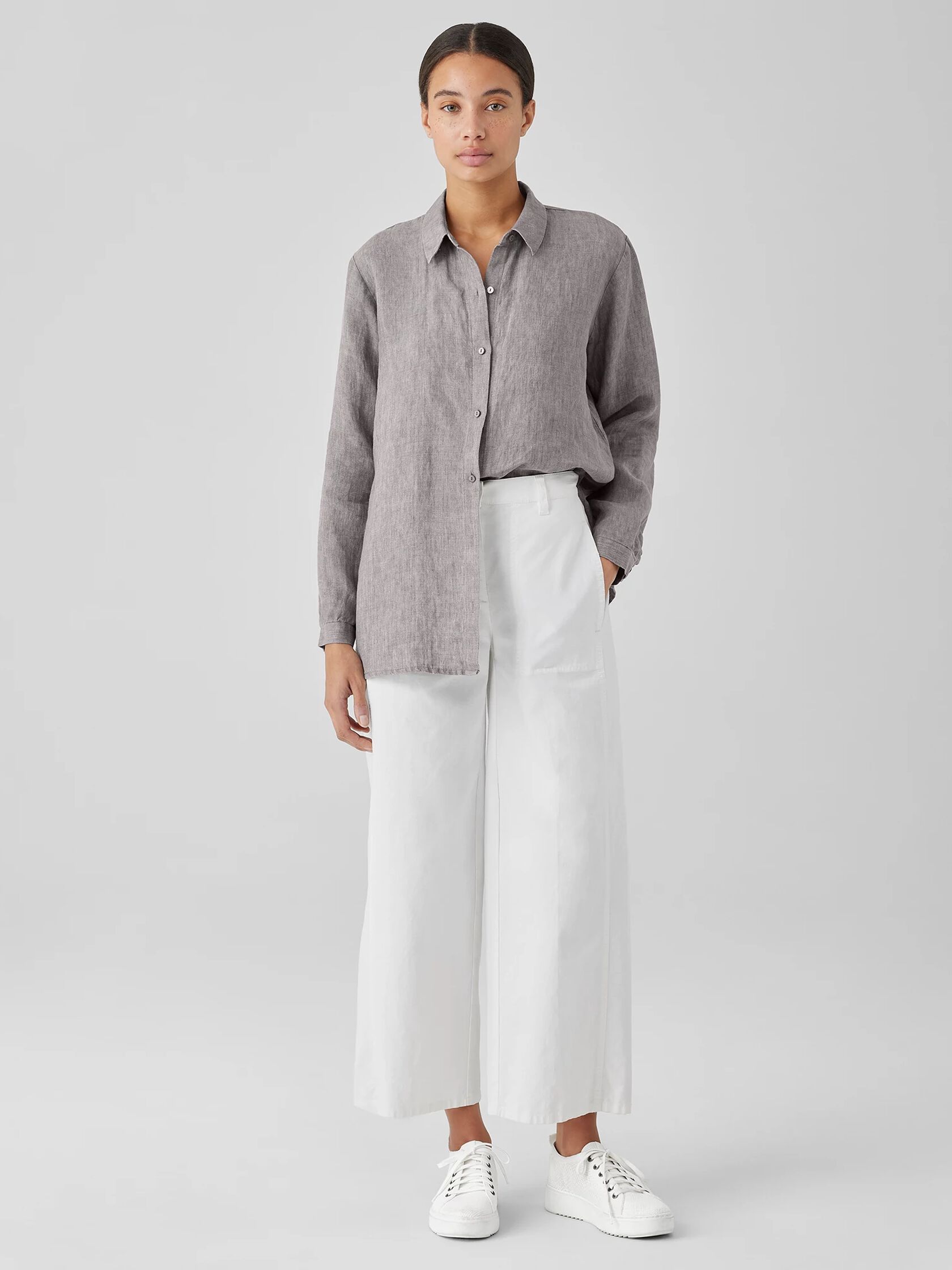 Cotton Hemp Stretch Wide-Leg Pant