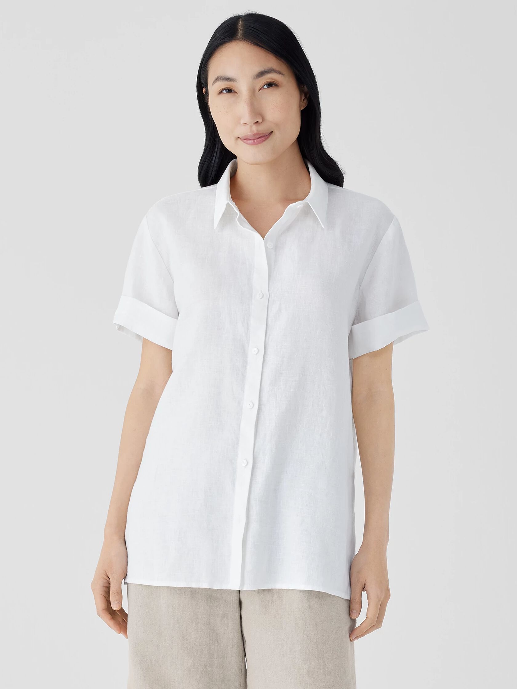 Organic Linen Classic Collar Short-Sleeve Shirt