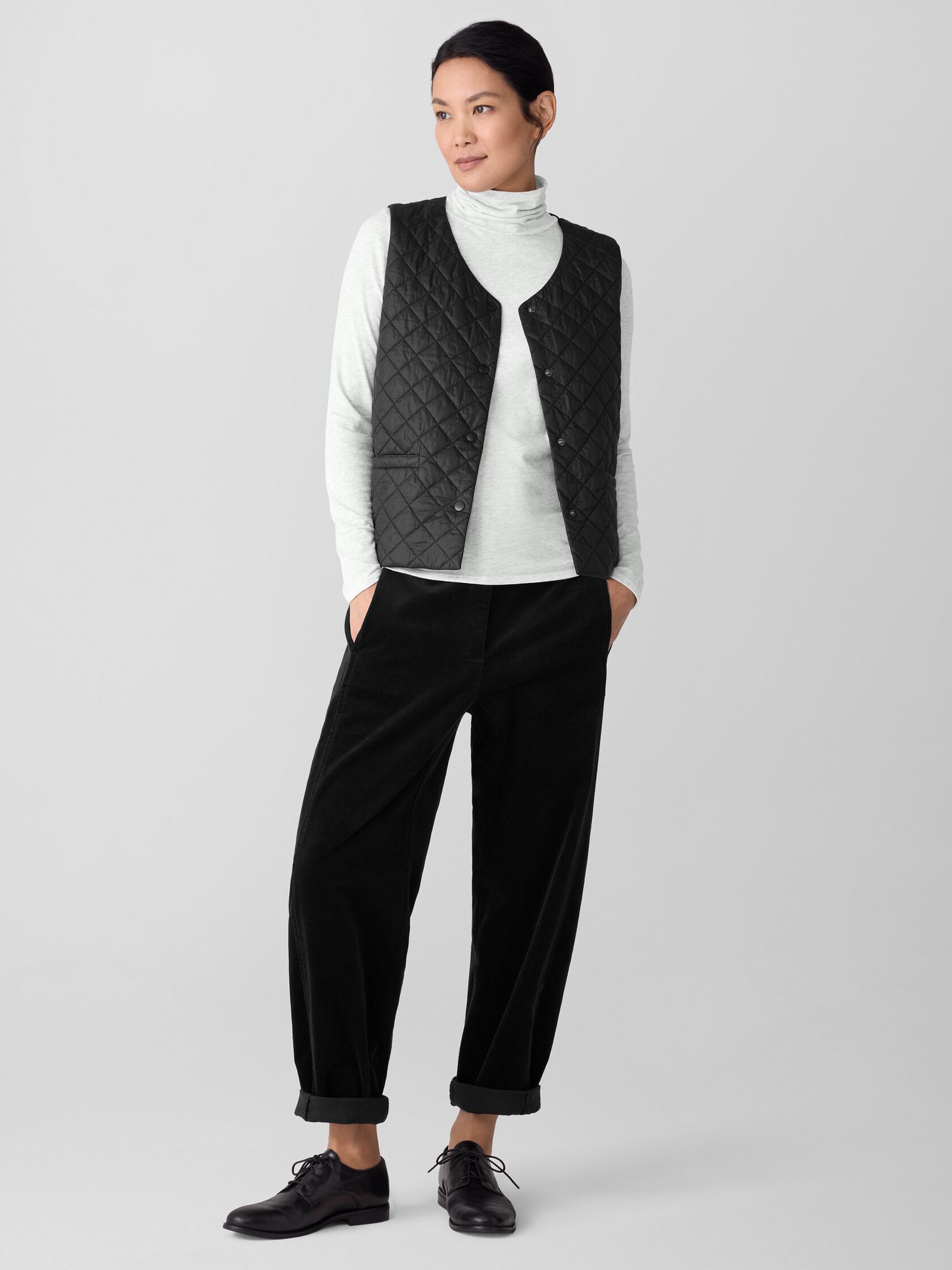 Mélange Sheer Cotton Blend Knit Turtleneck Top