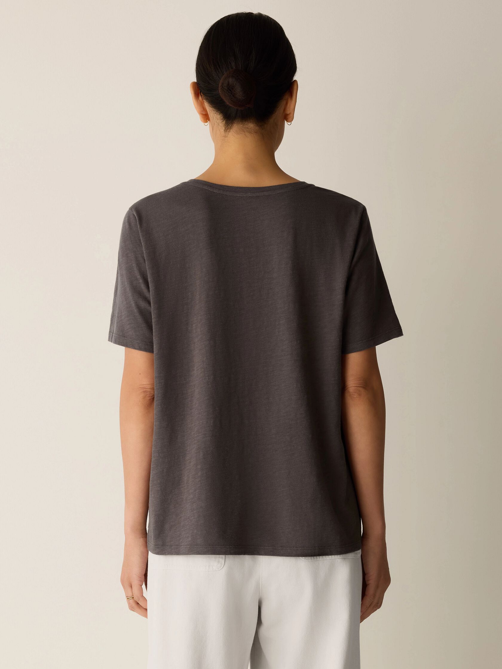 Organic Cotton Slubby Jersey V-Neck Tee