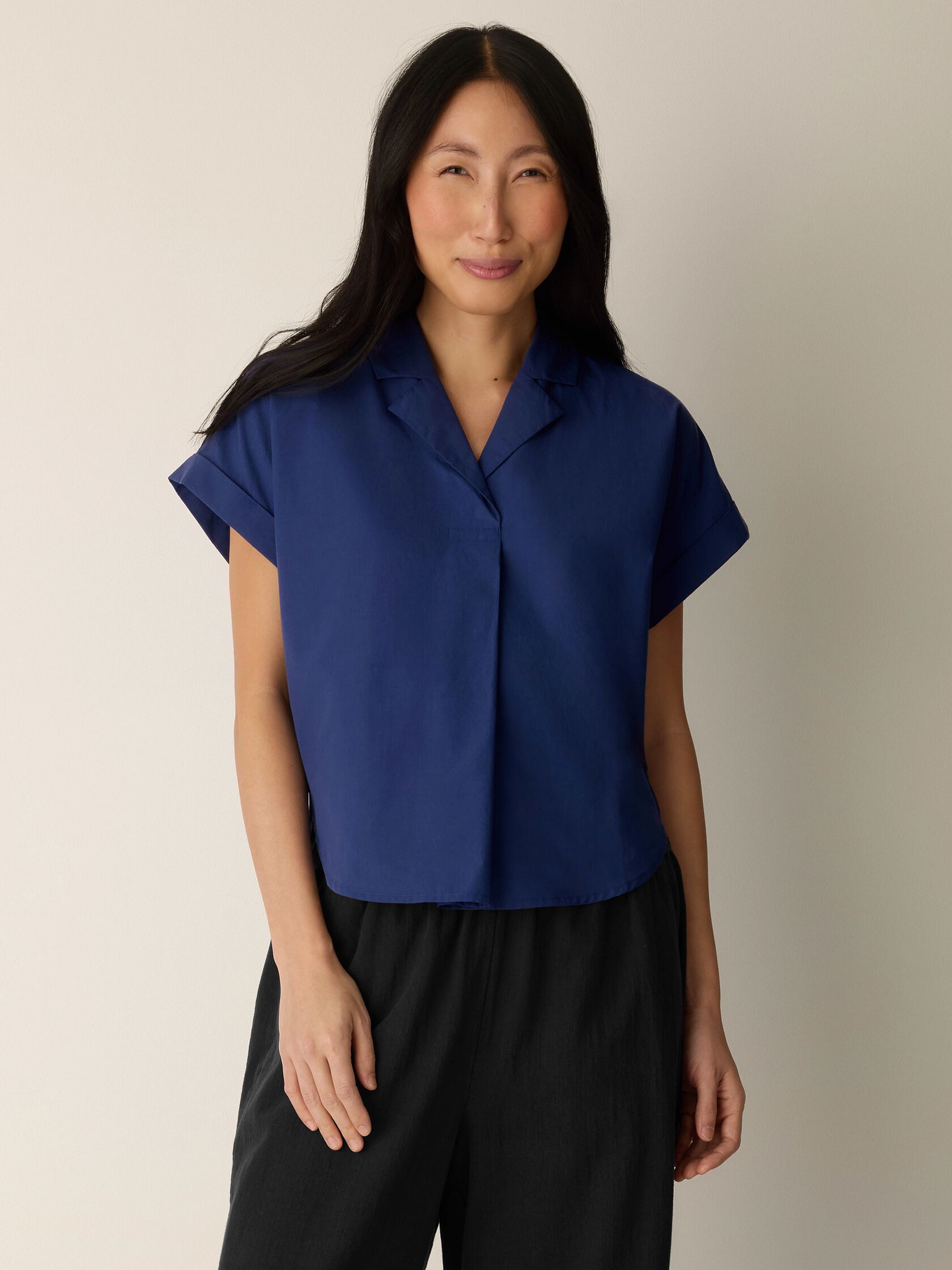 Organic Cotton Poplin Notch Collar Shirt