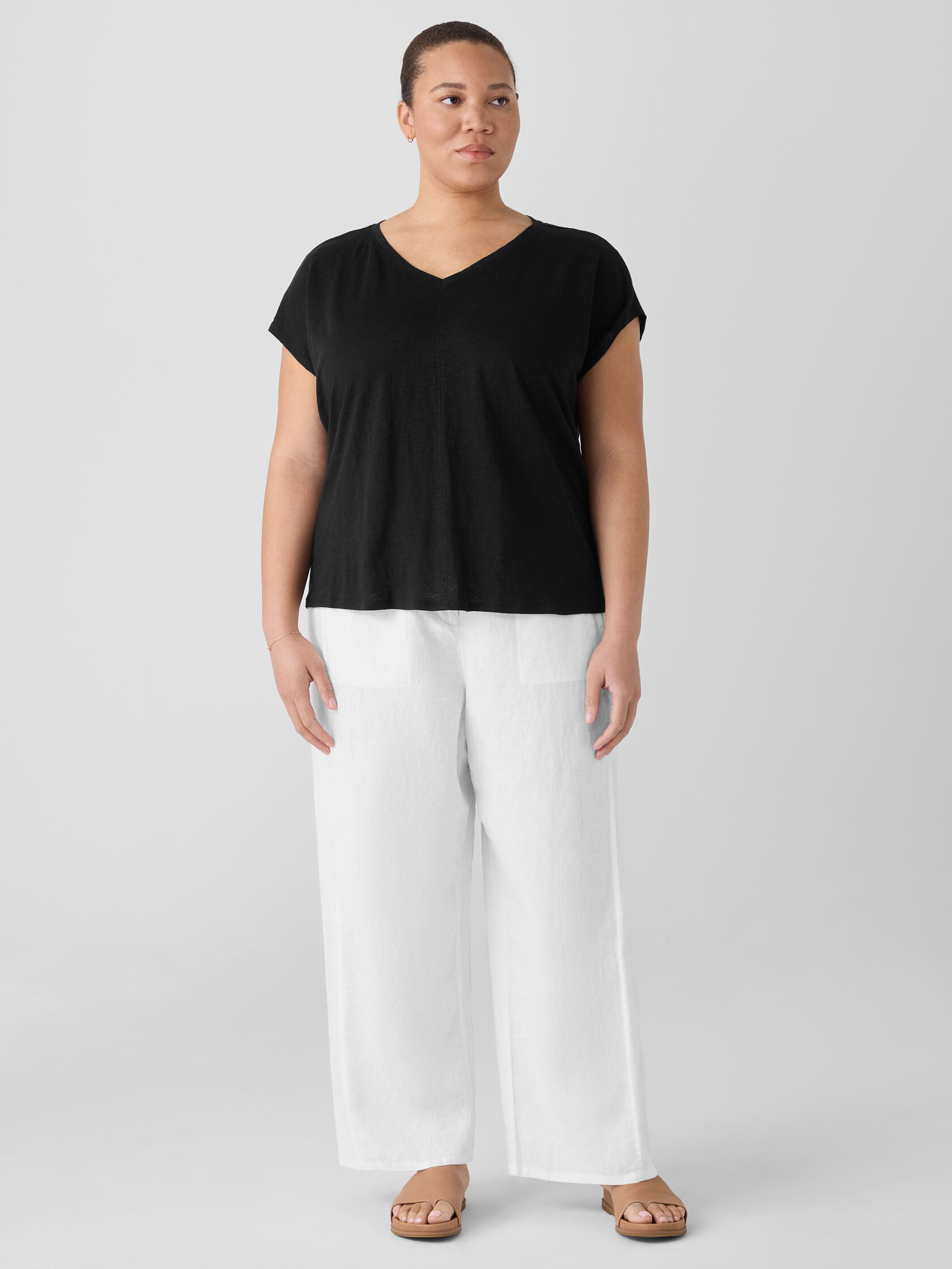 Organic Linen Jersey V-Neck Tee