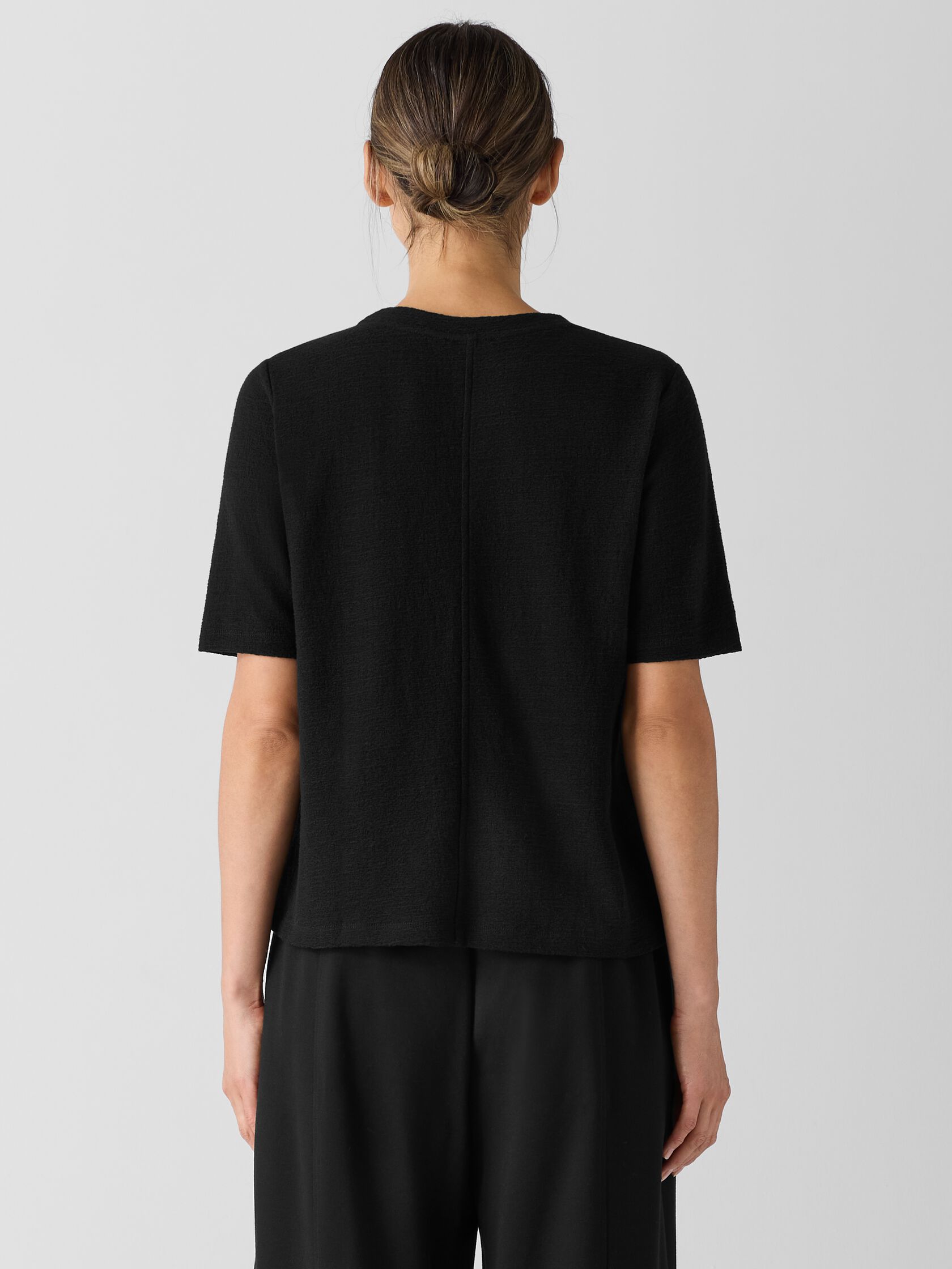 Organic Cotton Jacquard Crew Neck Top
