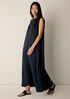 Dimensional Silk Jacquard Round Neck Dress