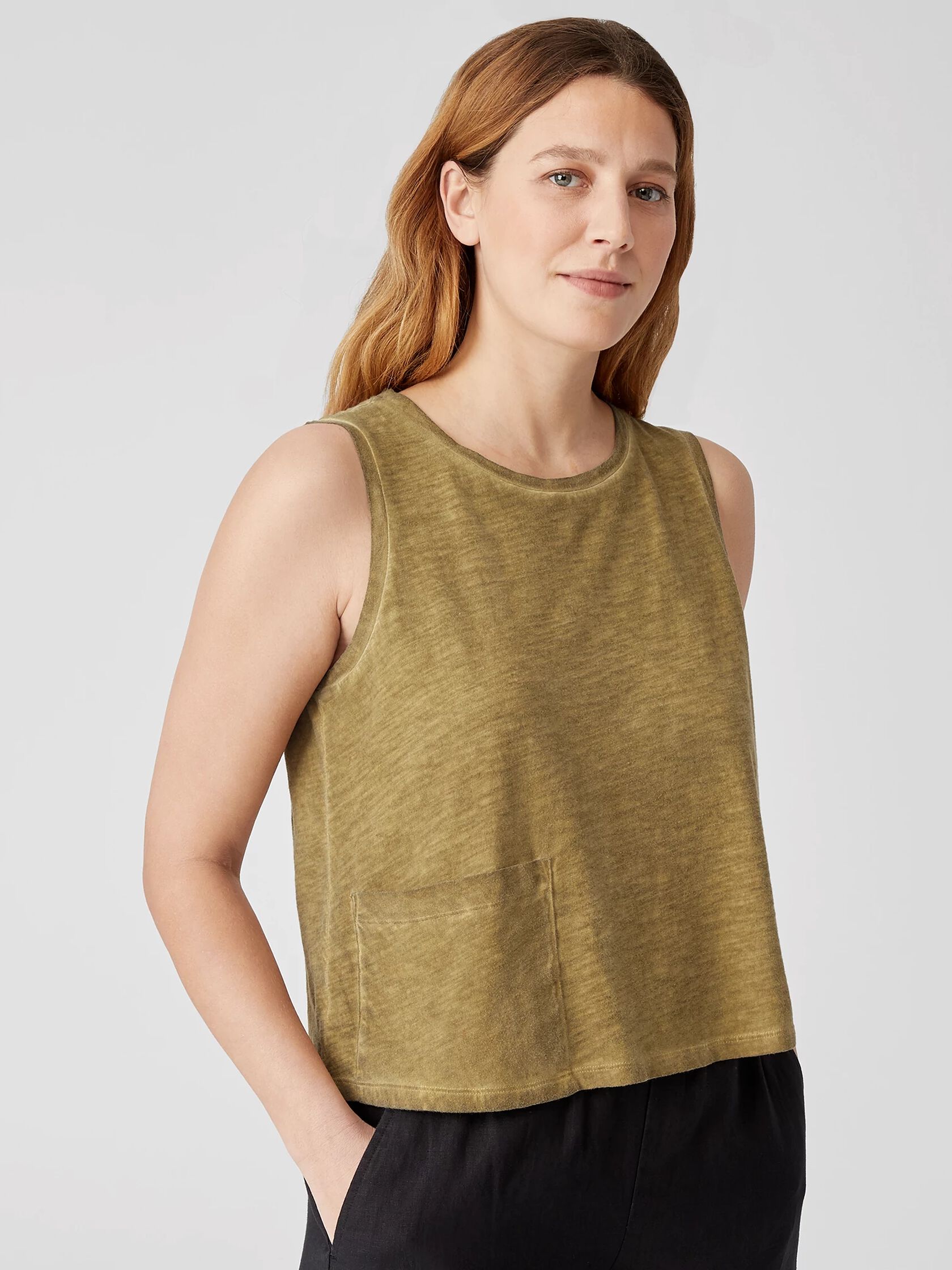 Pigment-Dyed Organic Cotton Crew Neck Tank