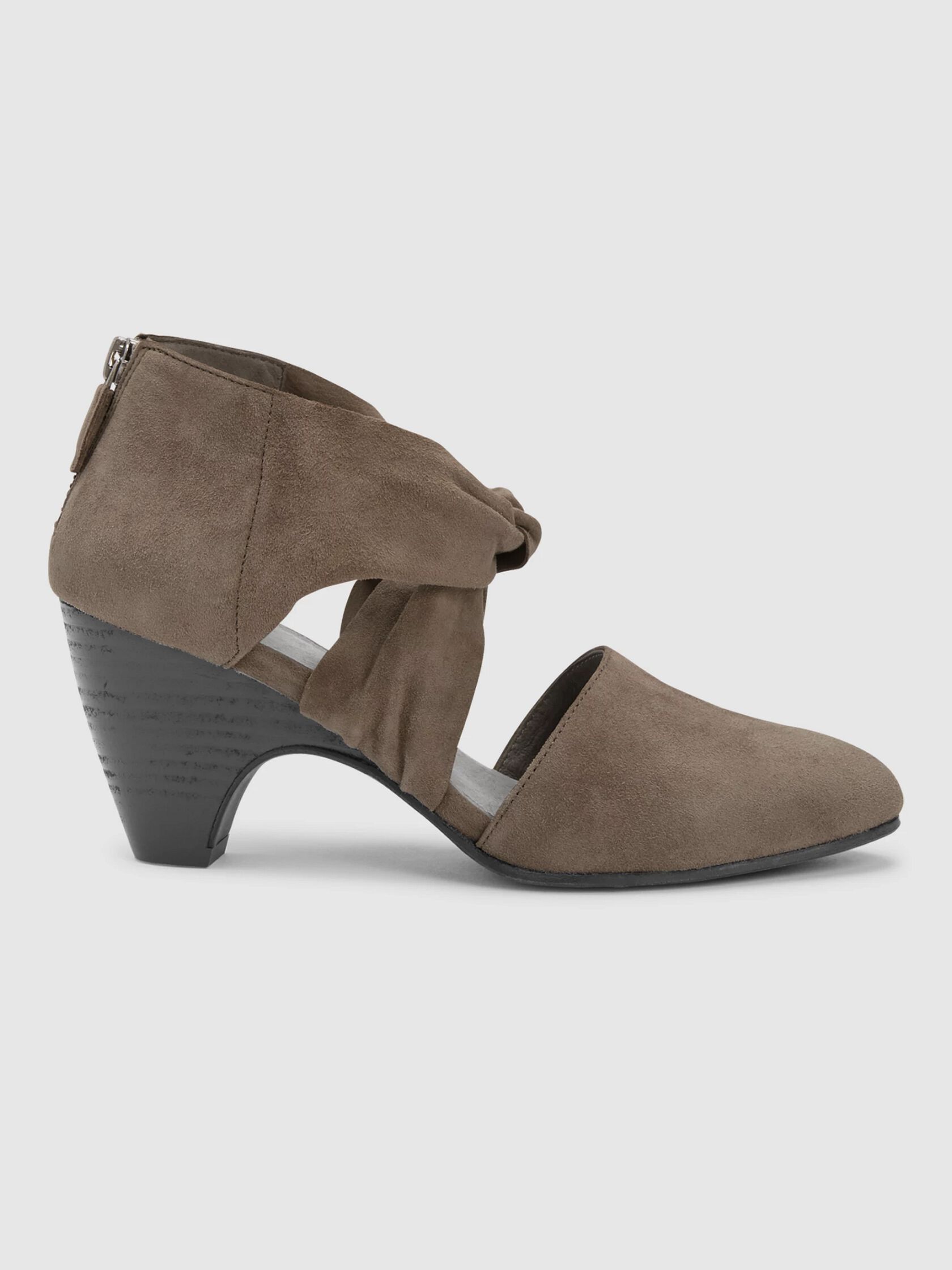 Mary Twist-Front Suede Pump
