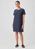 Washable Stretch Crepe Jewel Neck Dress