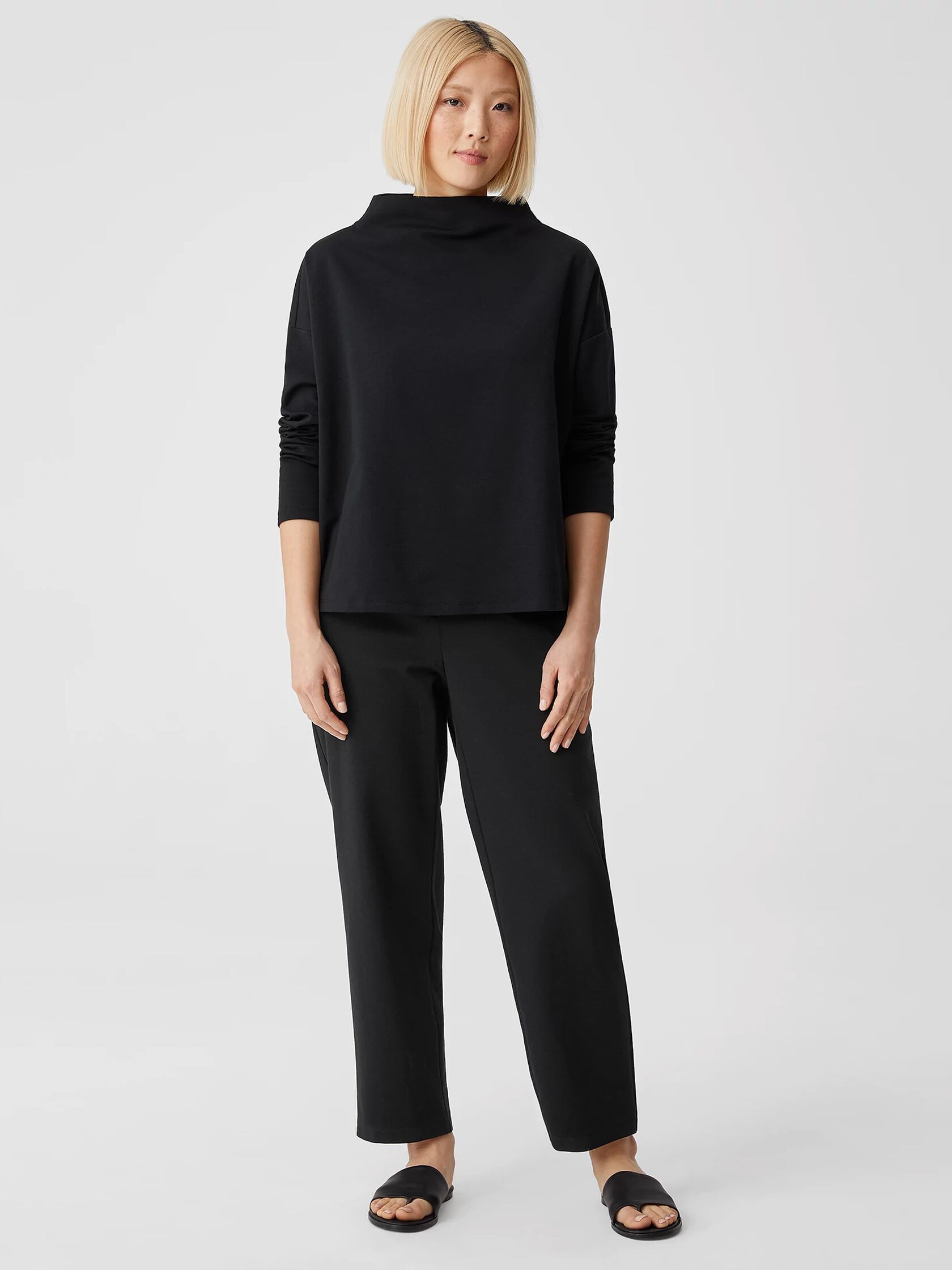 Organic Cotton Ponte Funnel Neck Top