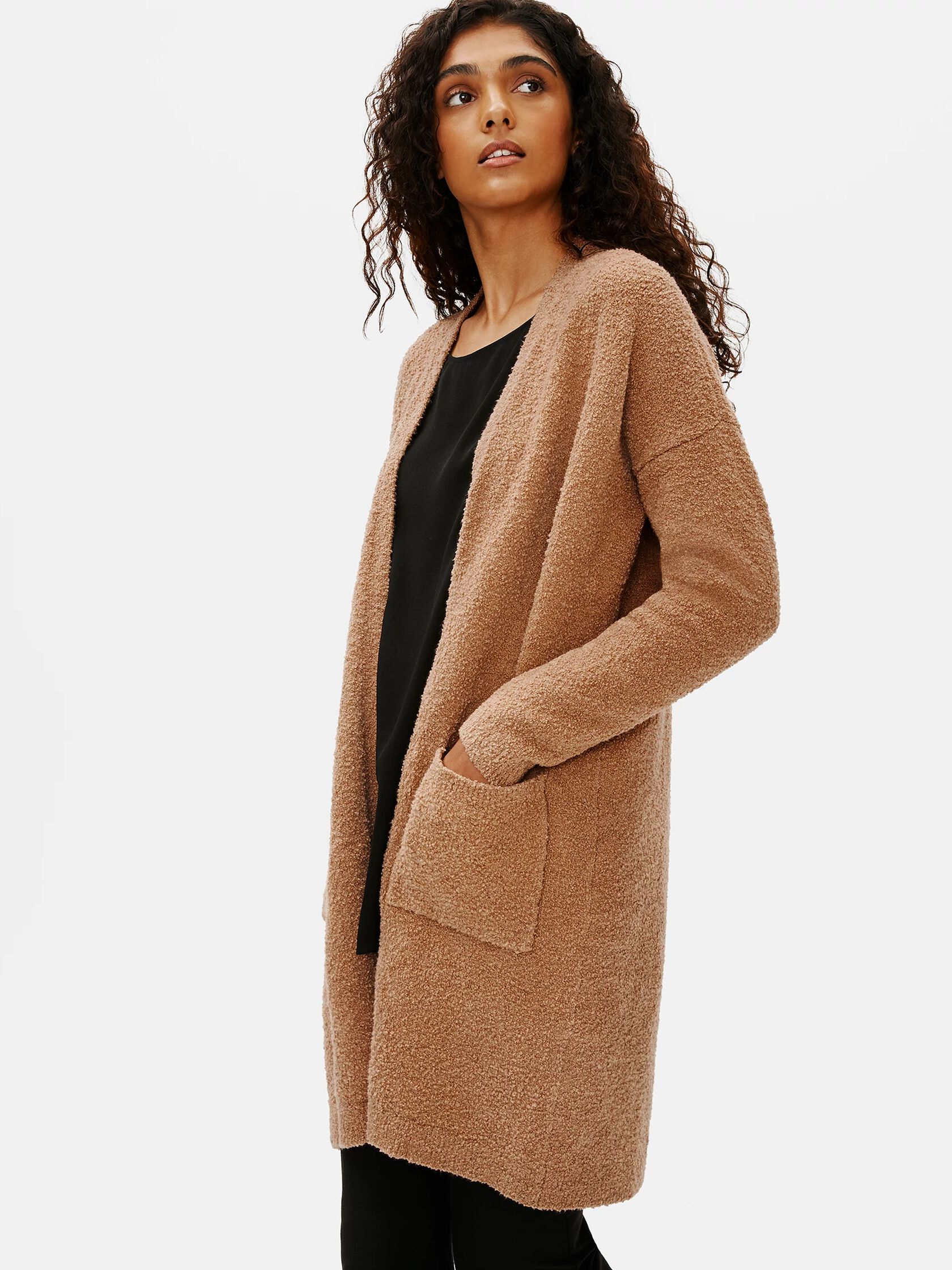 Organic Cotton Boucle Long Cardigan