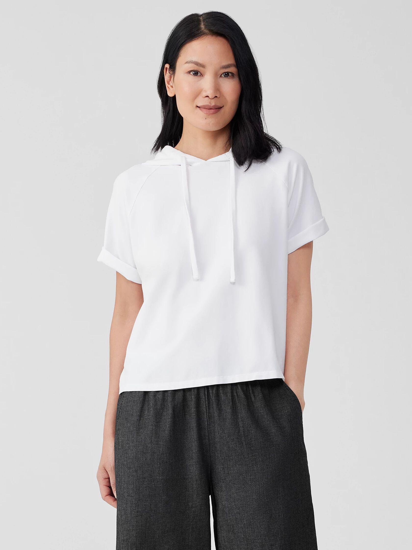 Pima Cotton Stretch Jersey Hooded Top