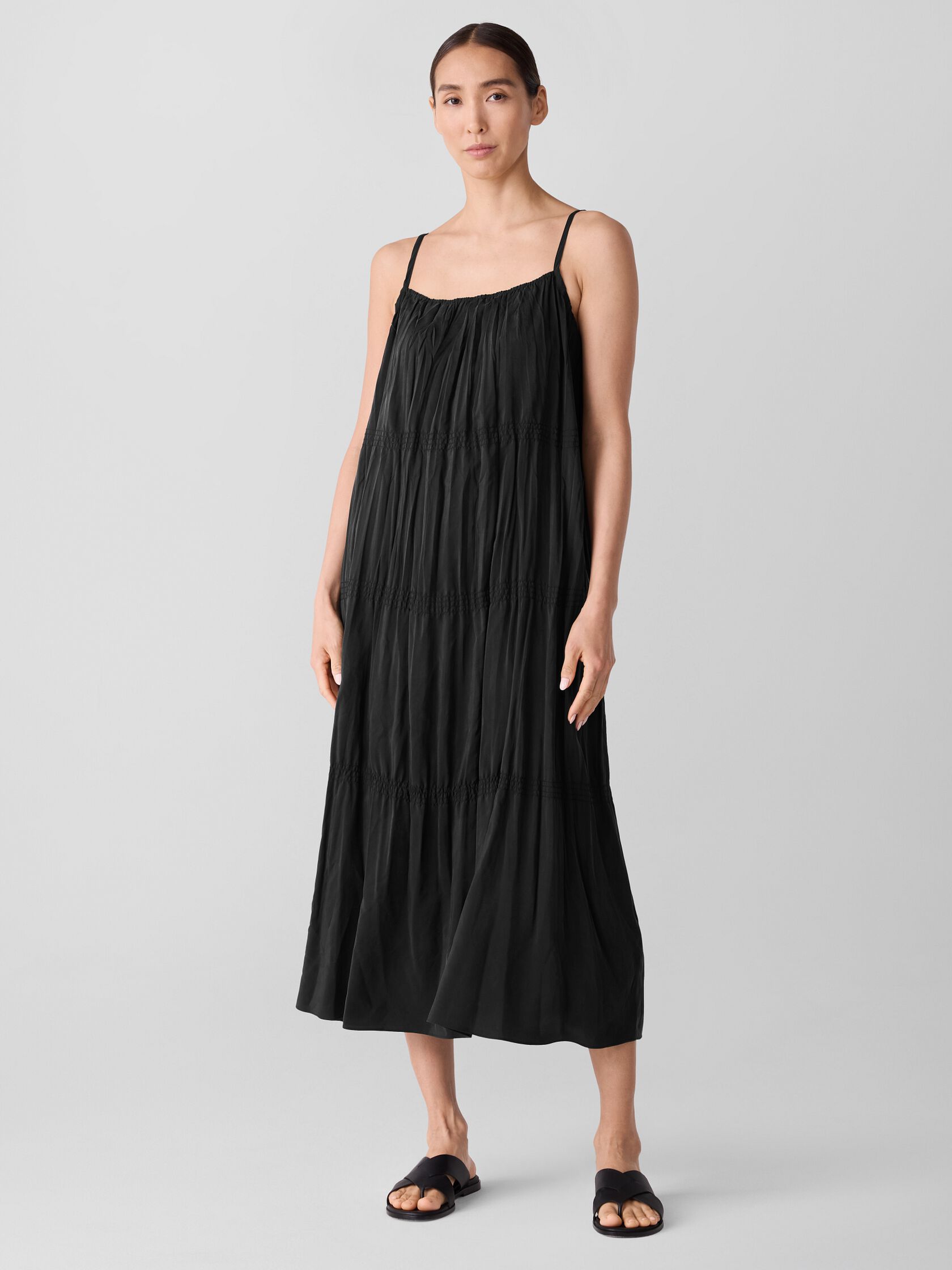 Washed Silk Smocked Cami Dress