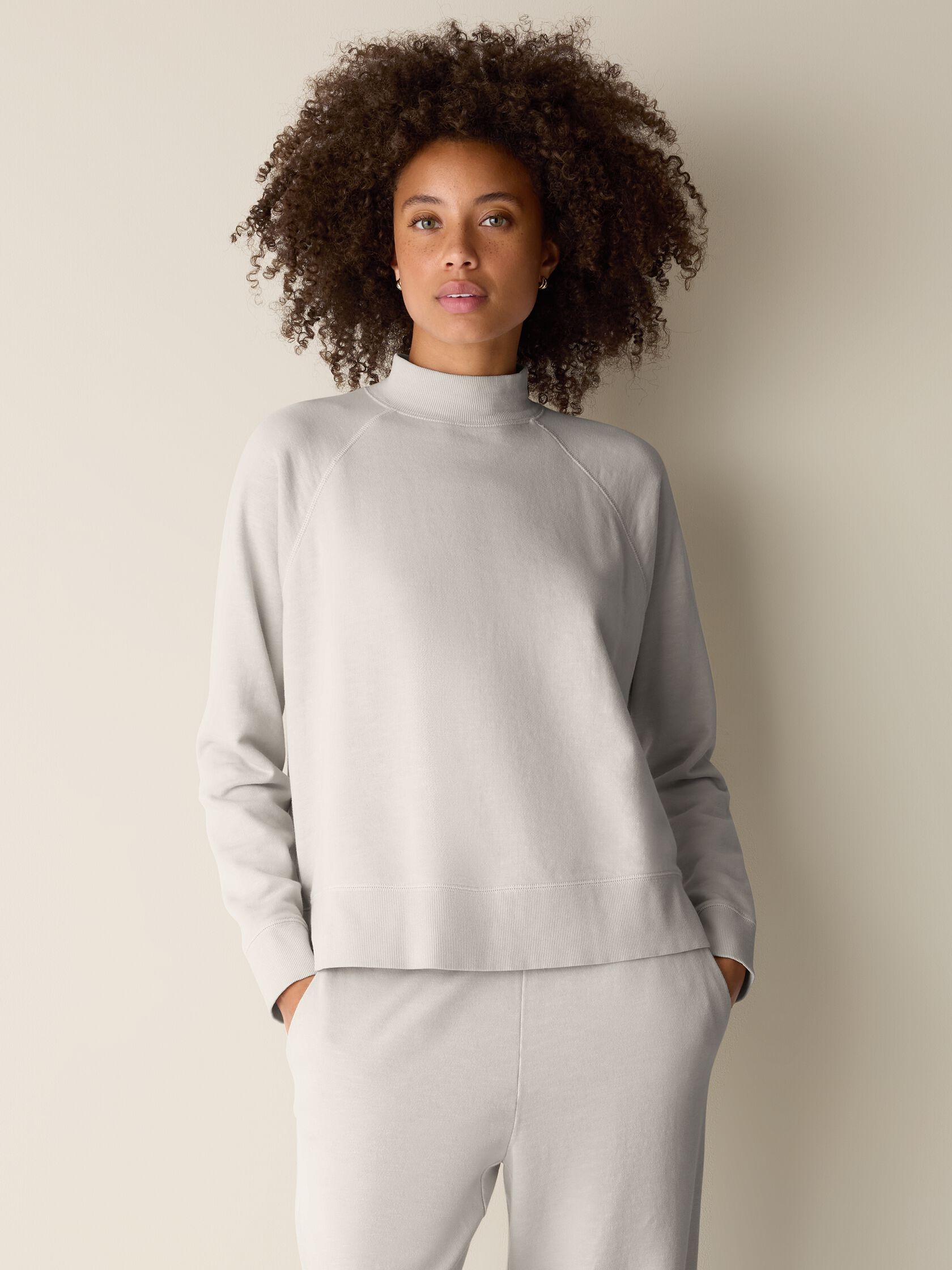 Garment-Dyed Organic Cotton Terry High Neck Top