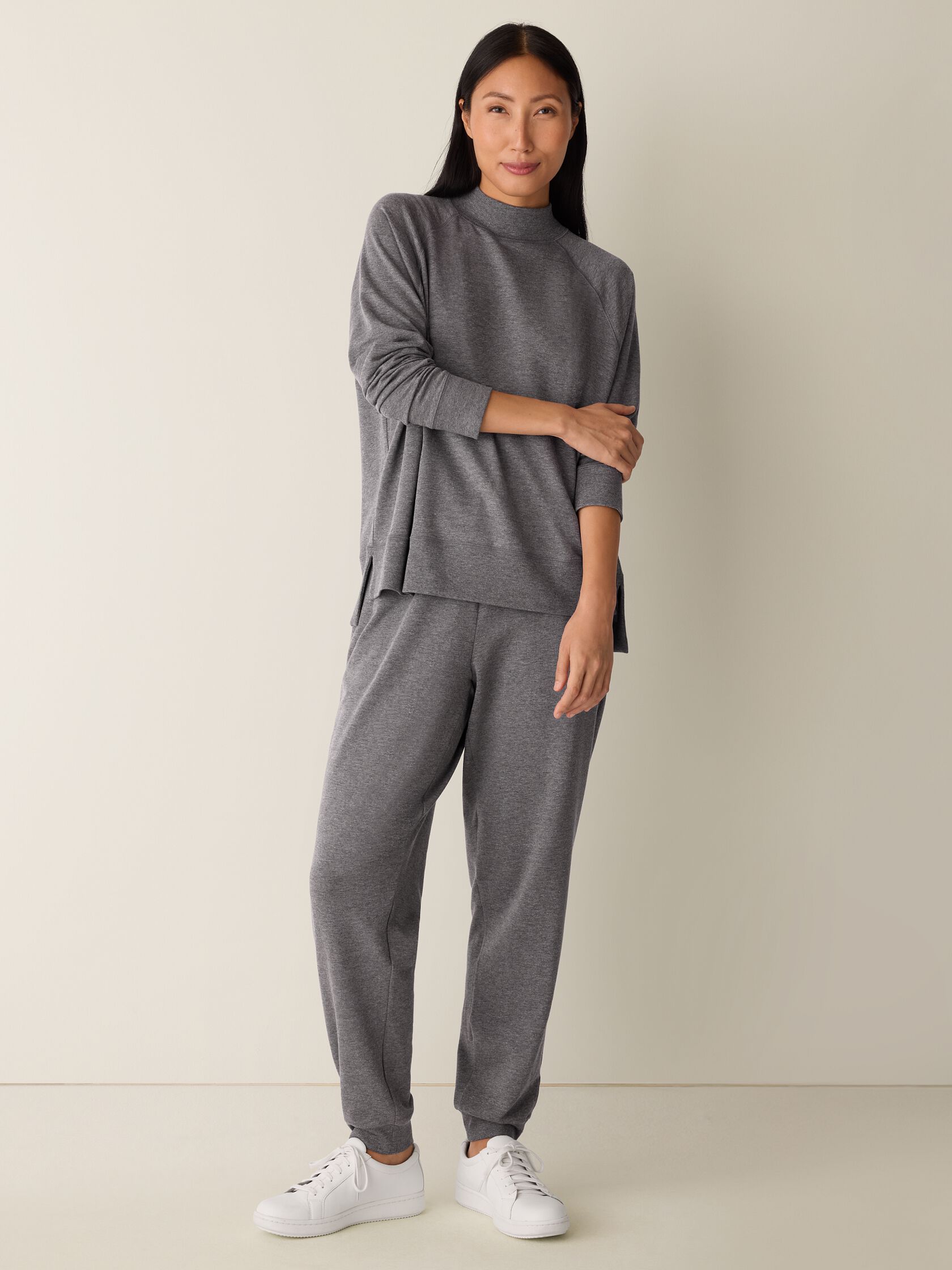 Cozy Brushed Terry Hug Mock Neck Top