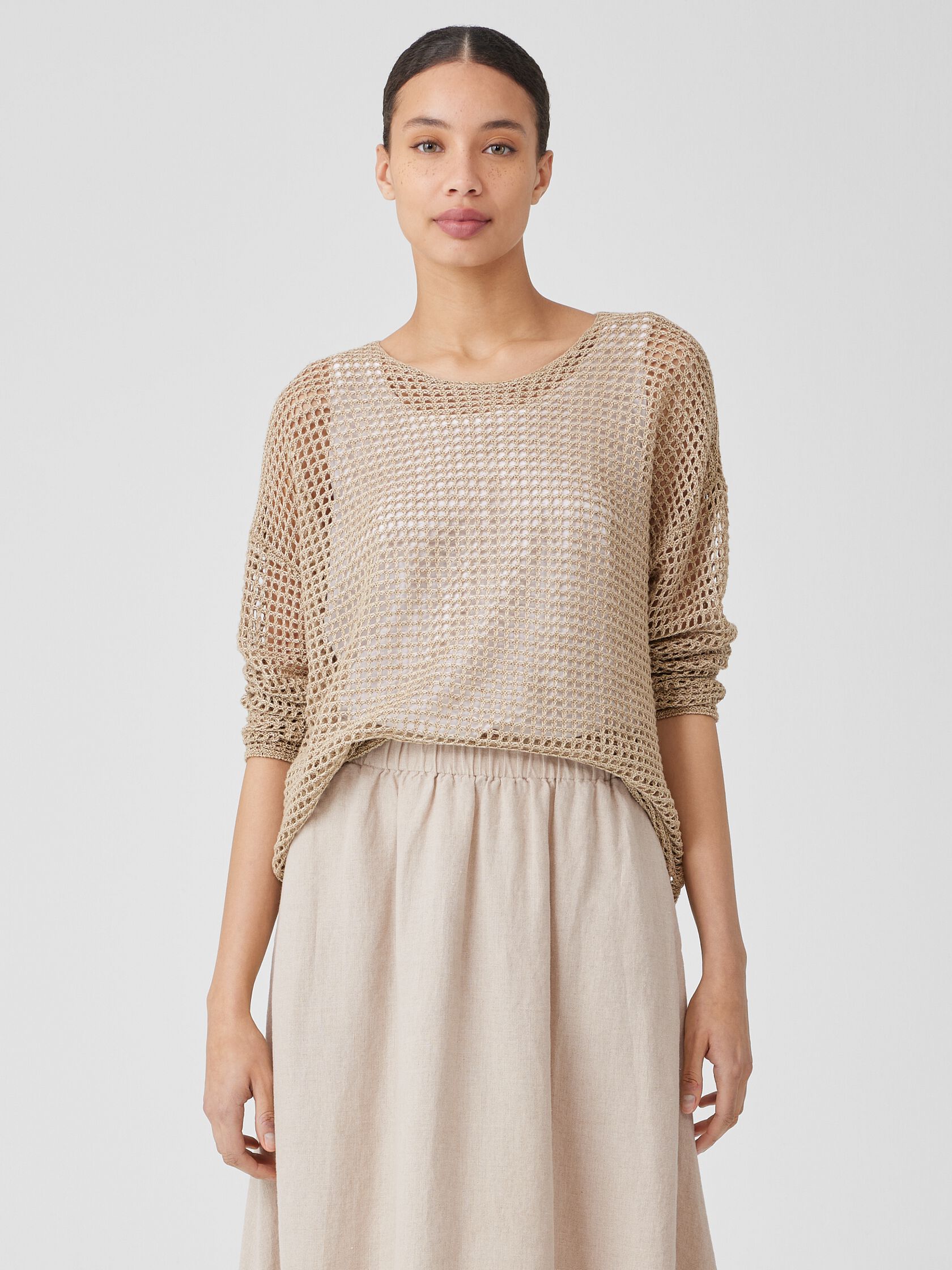 Organic Linen Délavé Round Neck Top