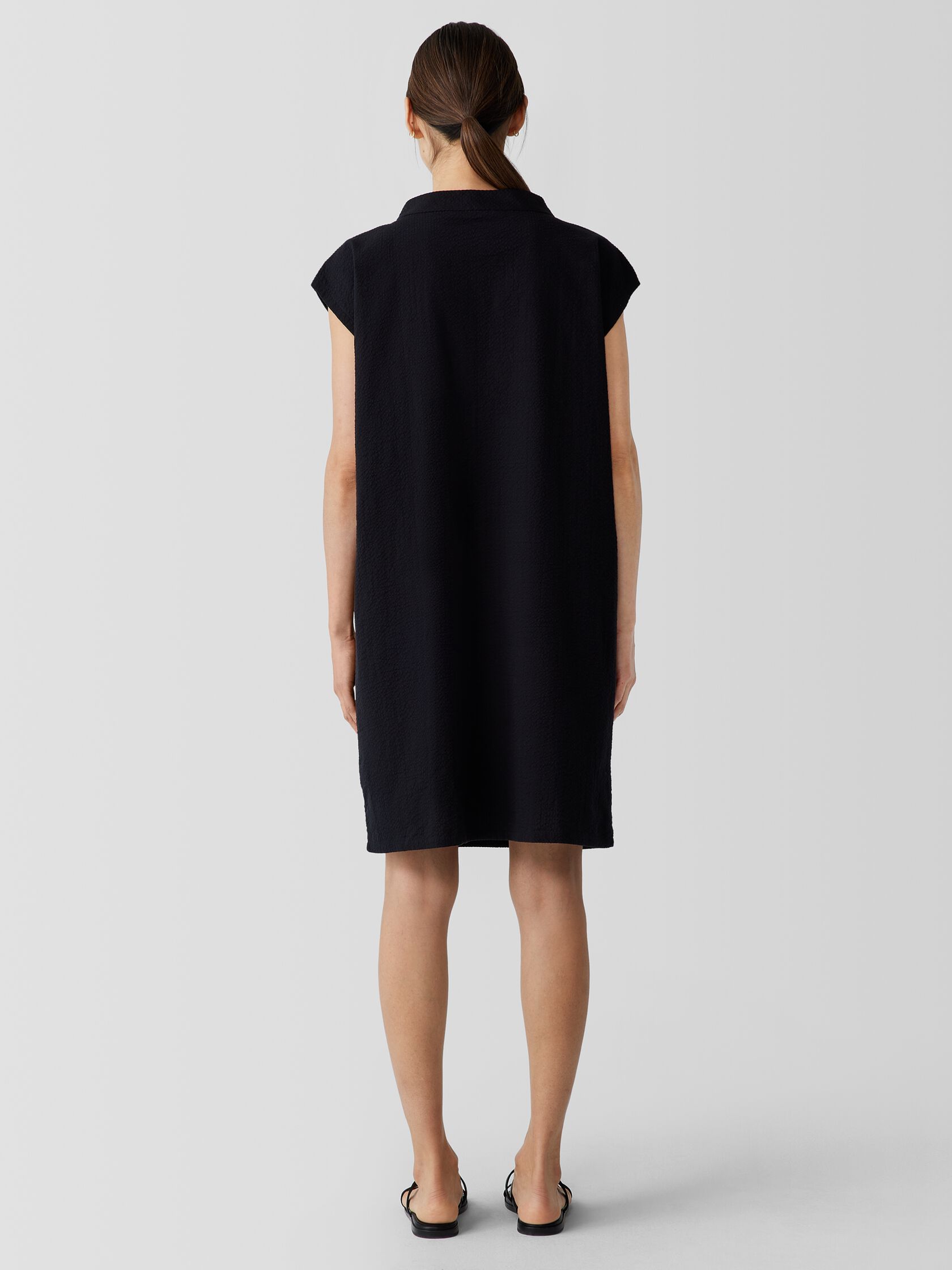 Organic Cotton Ripple Mock Neck Dress