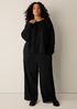 Waffle Cotton Blend Doubleknit Wide-Leg Pant