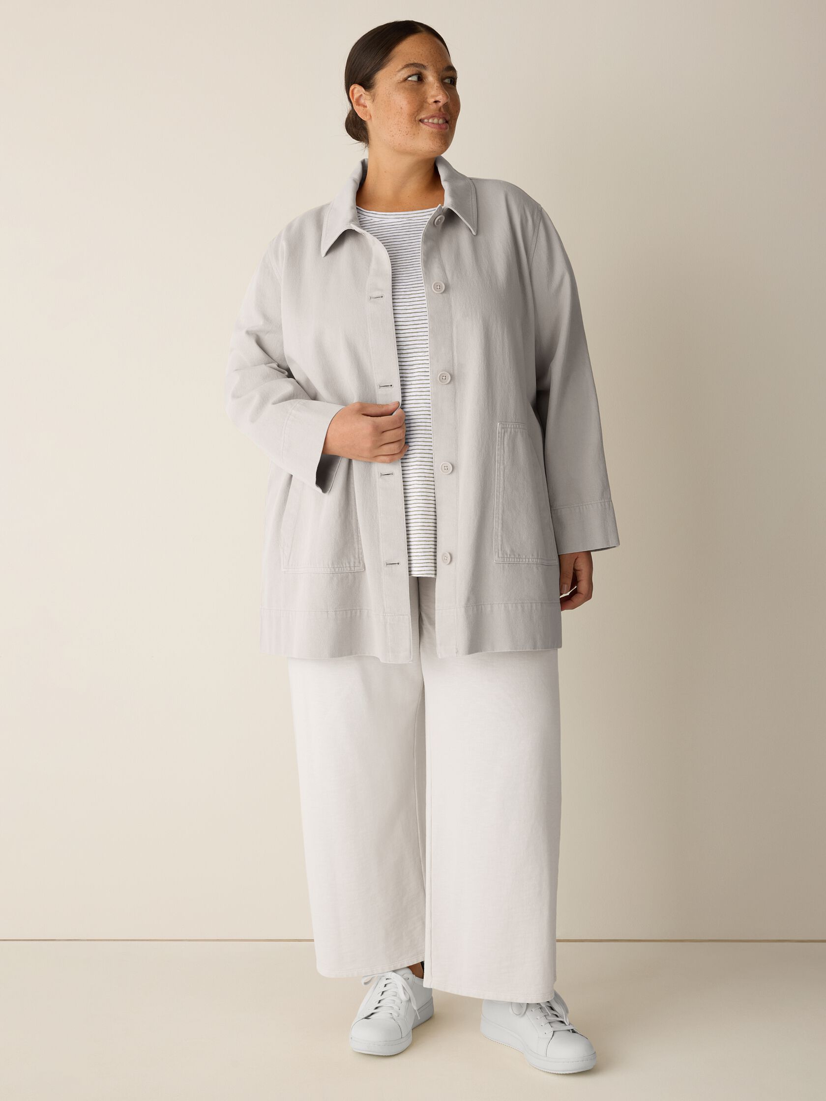 Garment-Dyed Utility Cotton Classic Collar Long Jacket