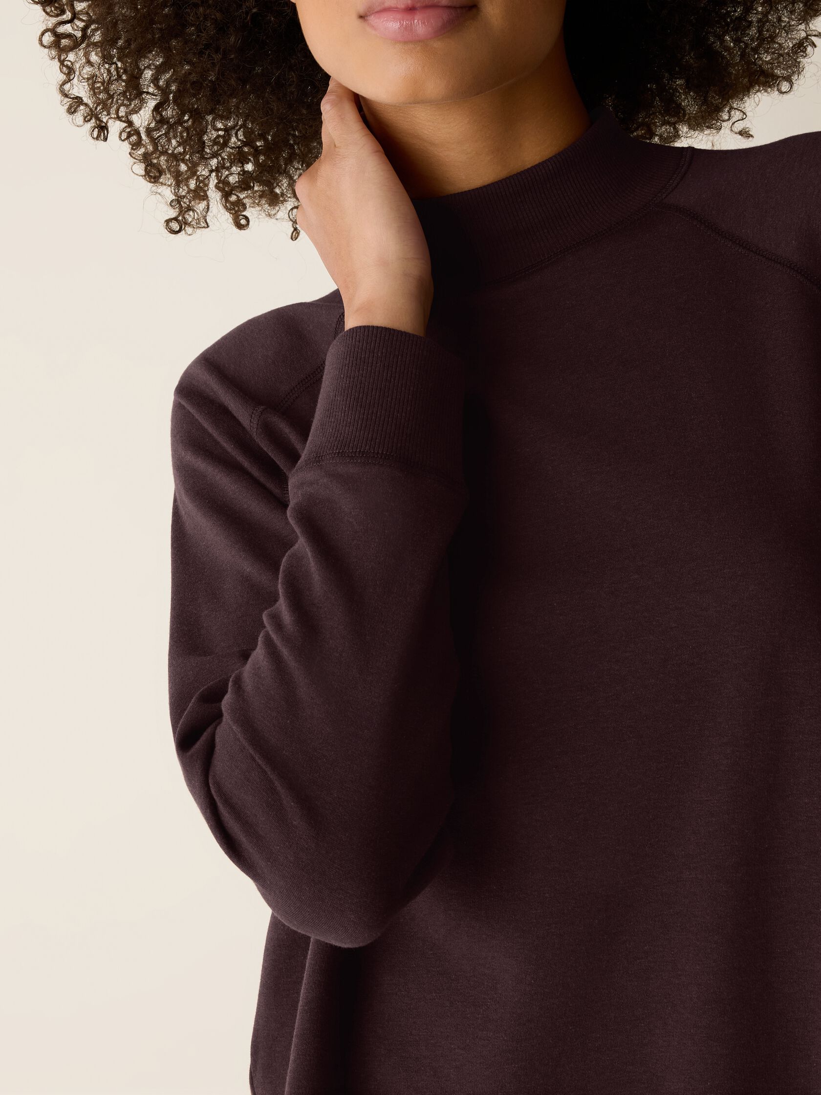 Cozy Brushed Terry Hug Mock Neck Top
