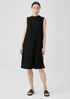 Woven Plissé Mock Neck Dress