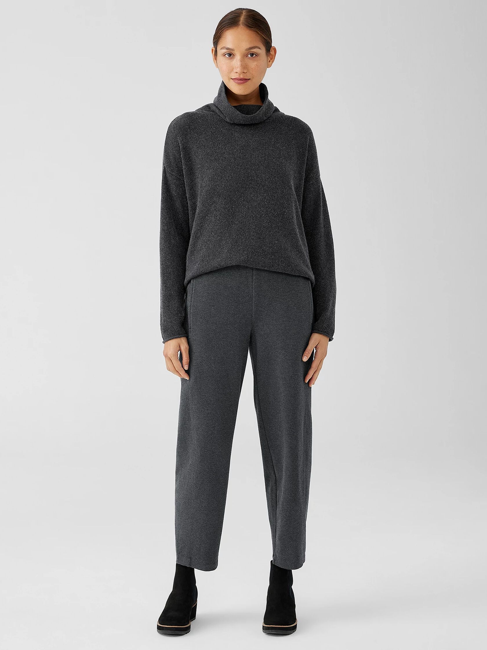 Organic Cotton Melange Crepe Lantern Pant