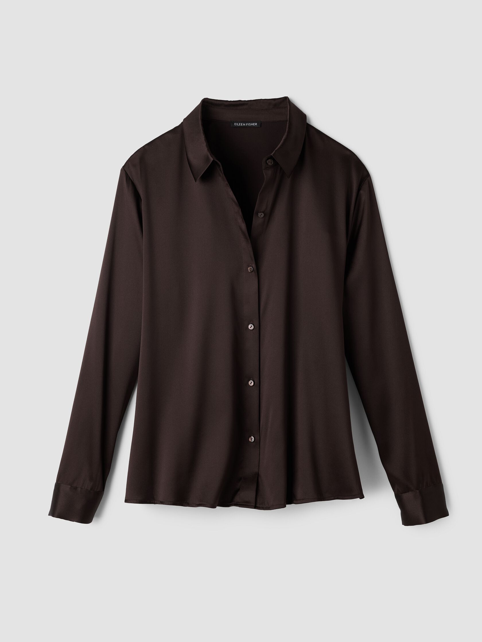 Stretch Silk Charmeuse Classic Collar Shirt