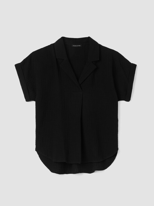 Organic Cotton Lofty Gauze Notch Collar Top