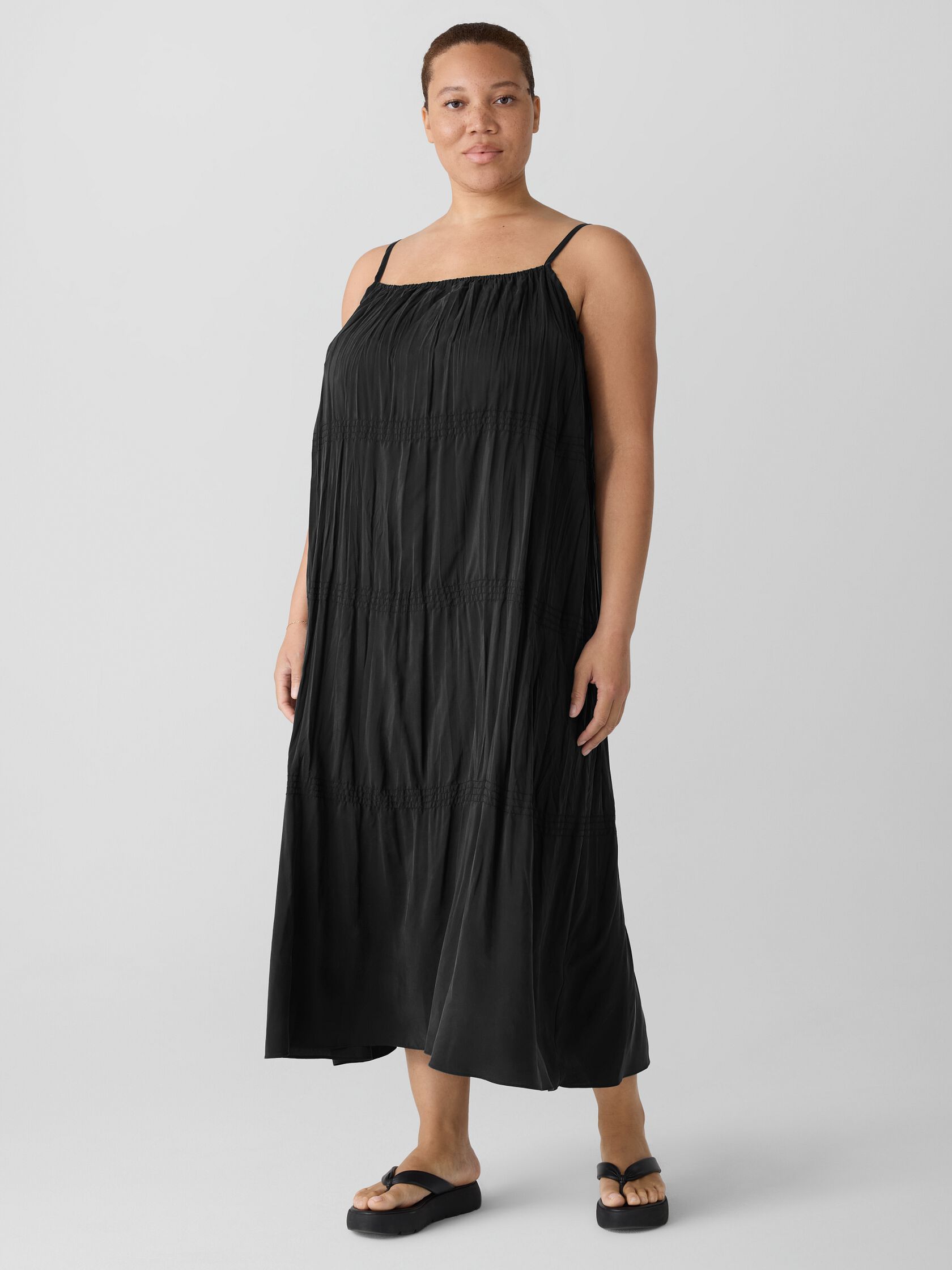 Washed Silk Smocked Cami Dress