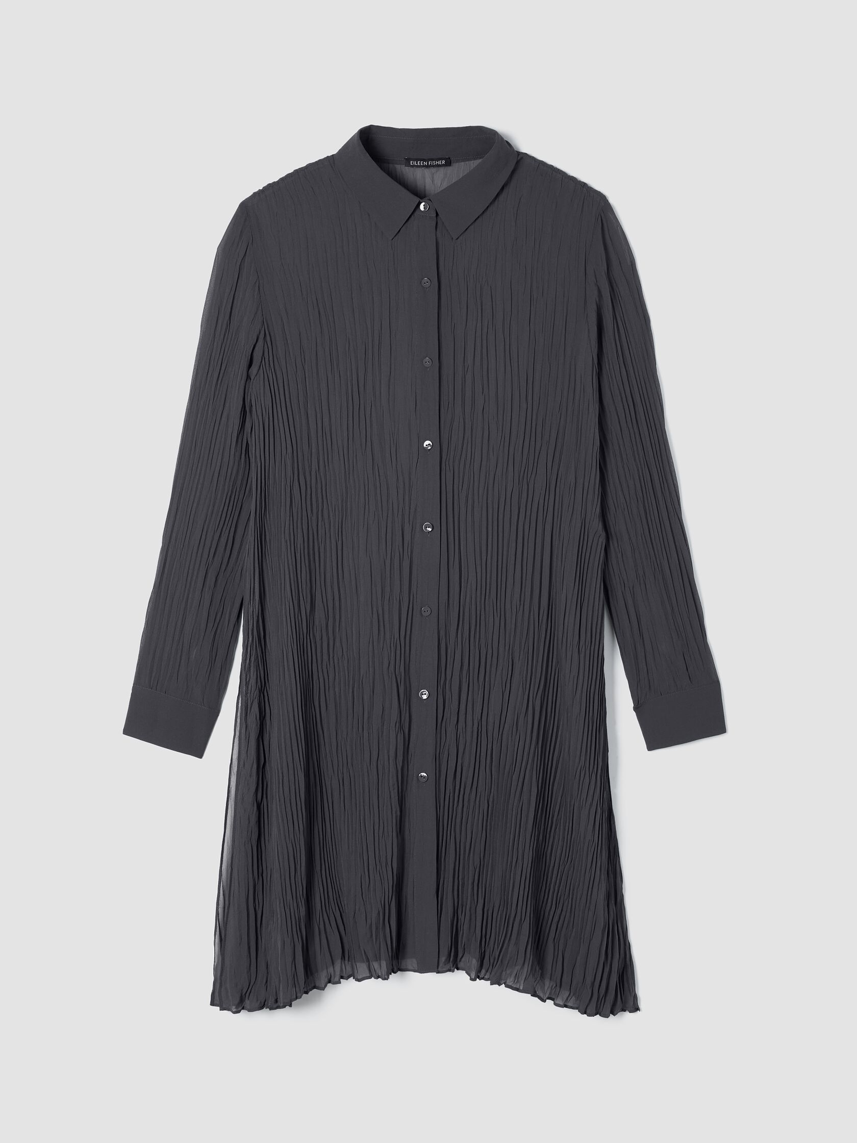 Crinkled Sheer Silk Georgette Long Shirt