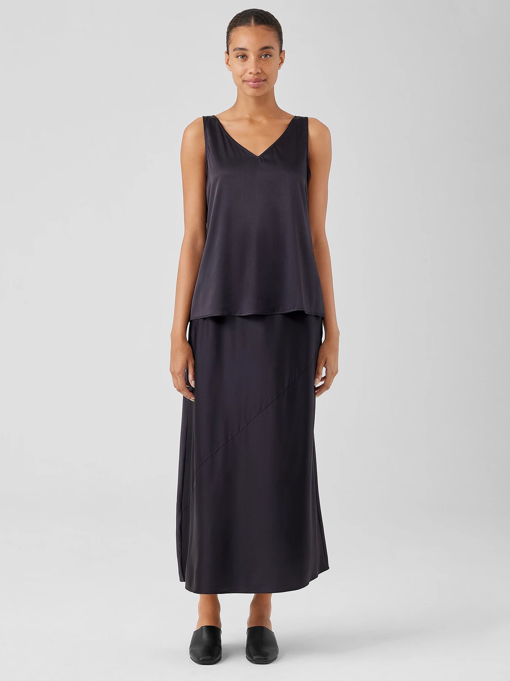 Stretch Silk Charmeuse Bias Skirt