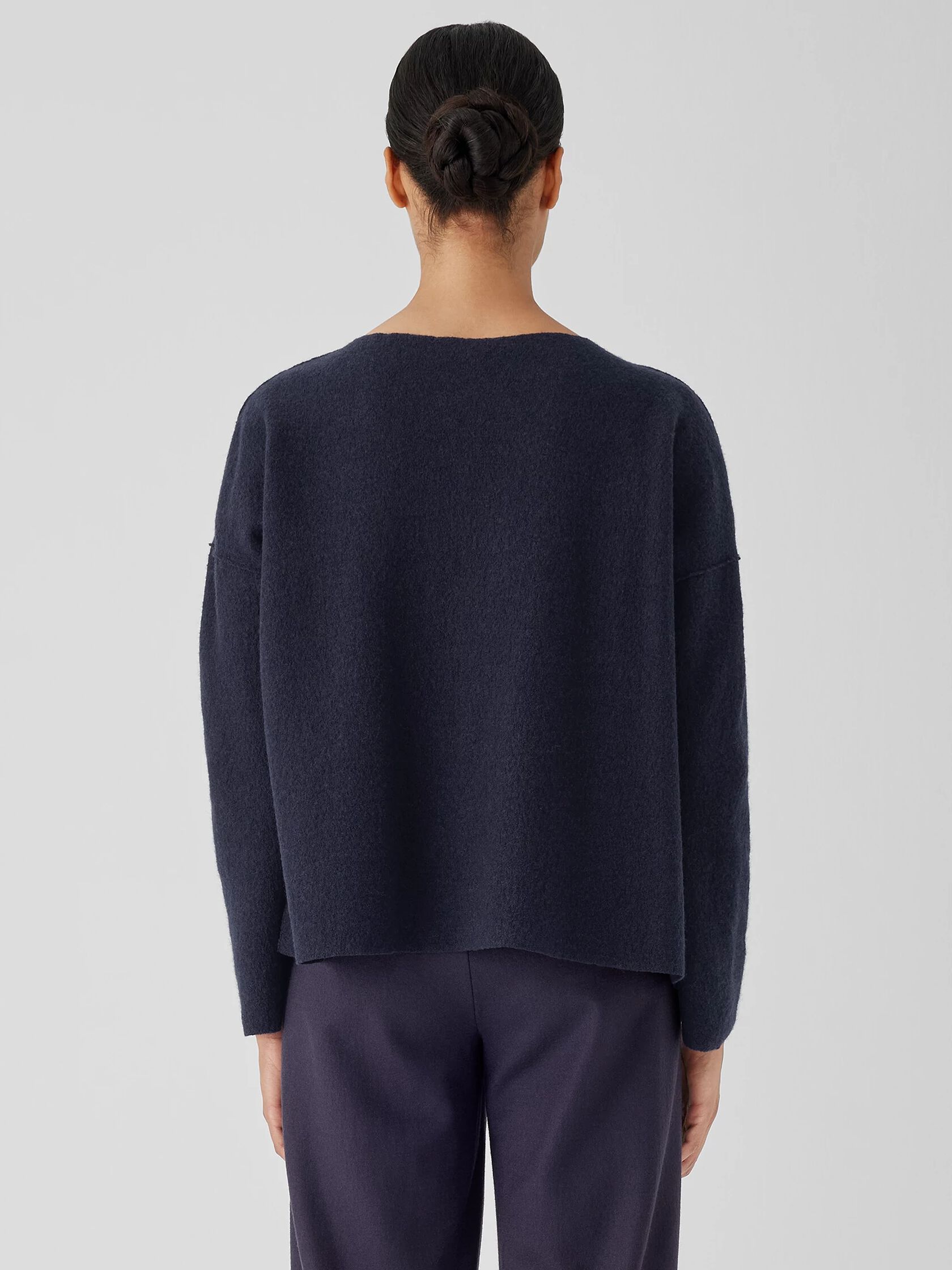 Lightweight Boiled Wool Bateau Neck Top in Regenerative Wool