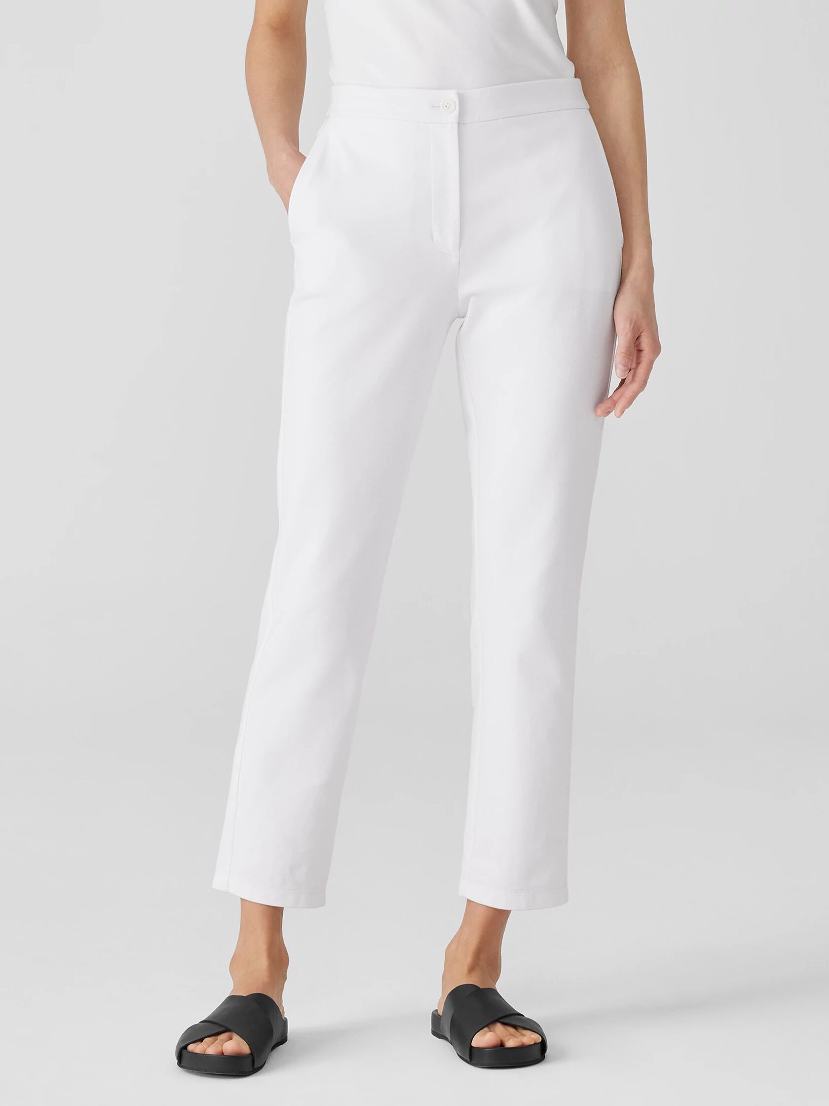 Cotton Blend Ponte High-Waisted Slim Pant