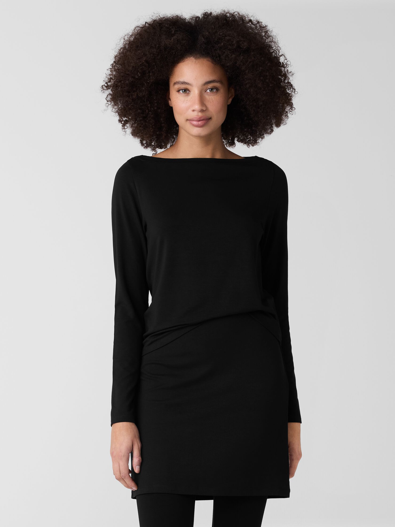 Fine Stretch Jersey Knit Bateau Neck Top