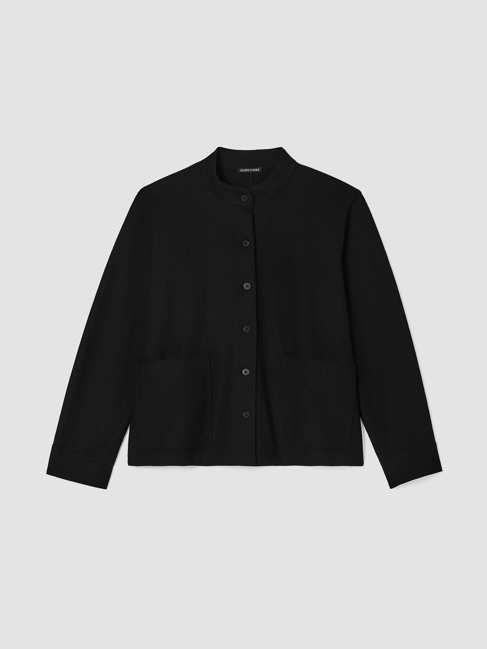 Boiled Wool Jersey Mandarin Collar Shirt Jacket