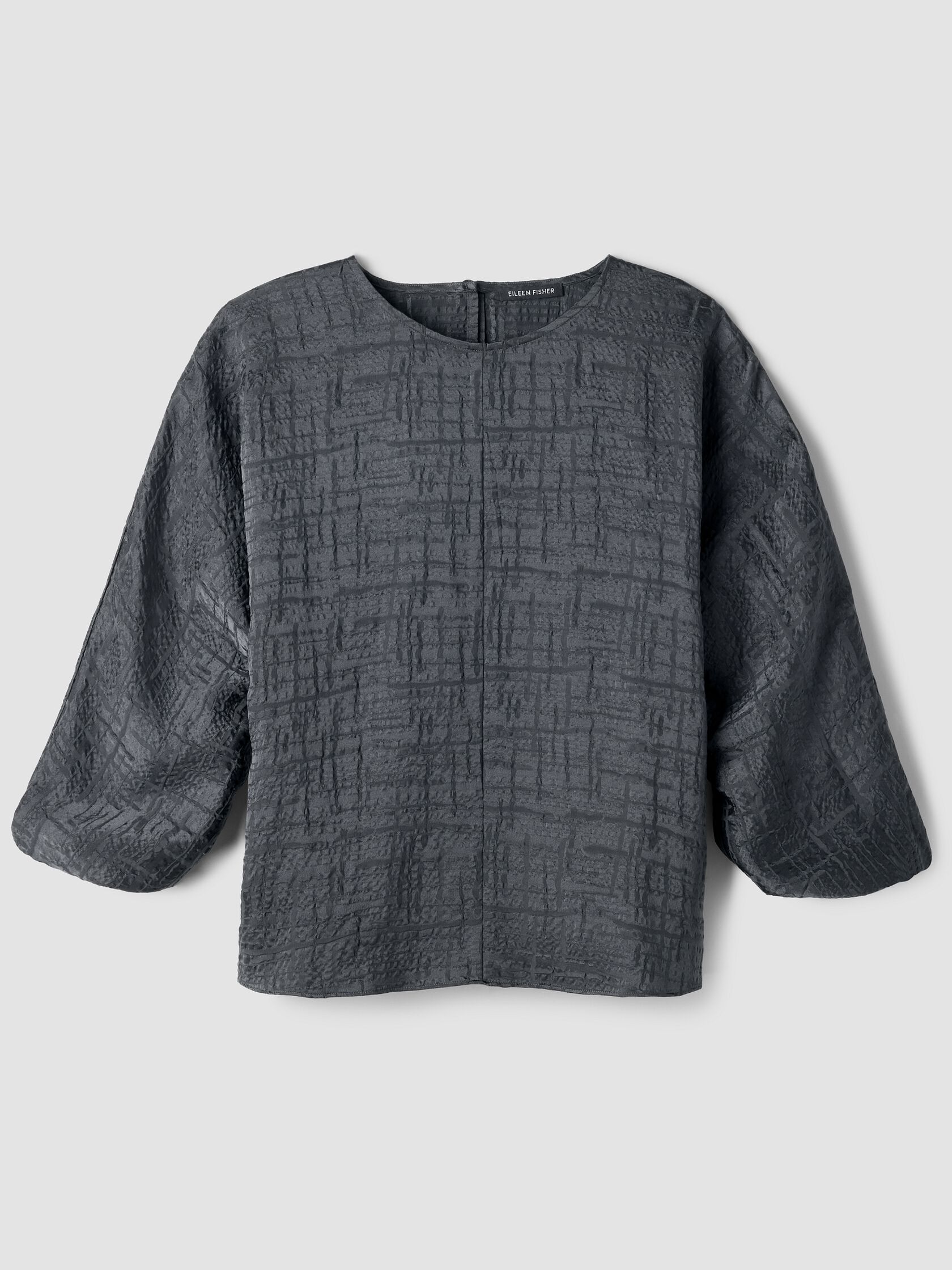 Dimensional Silk Jacquard Round Neck Top